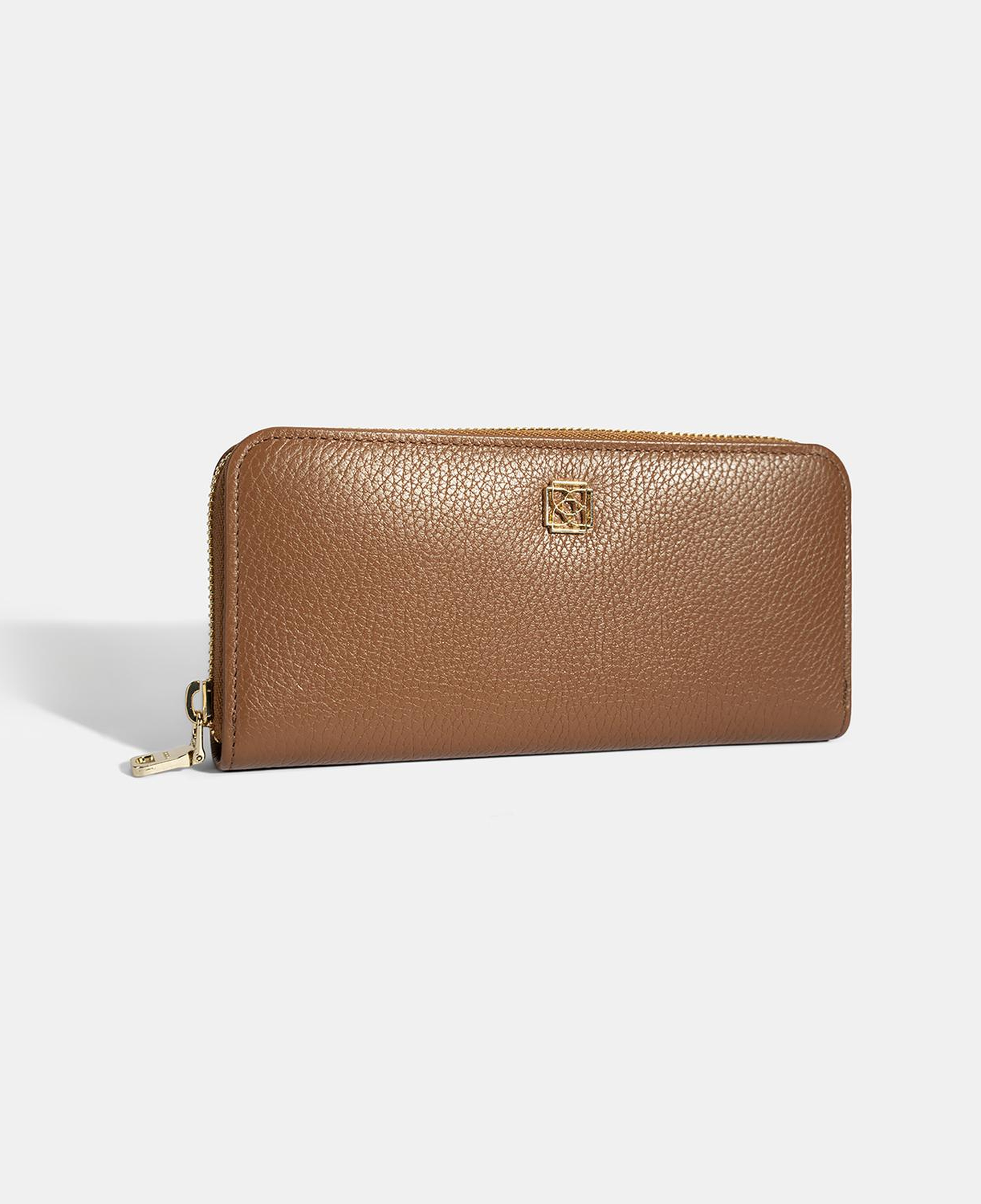 Kadın Taba Deri Fermuarlı Cüzdan