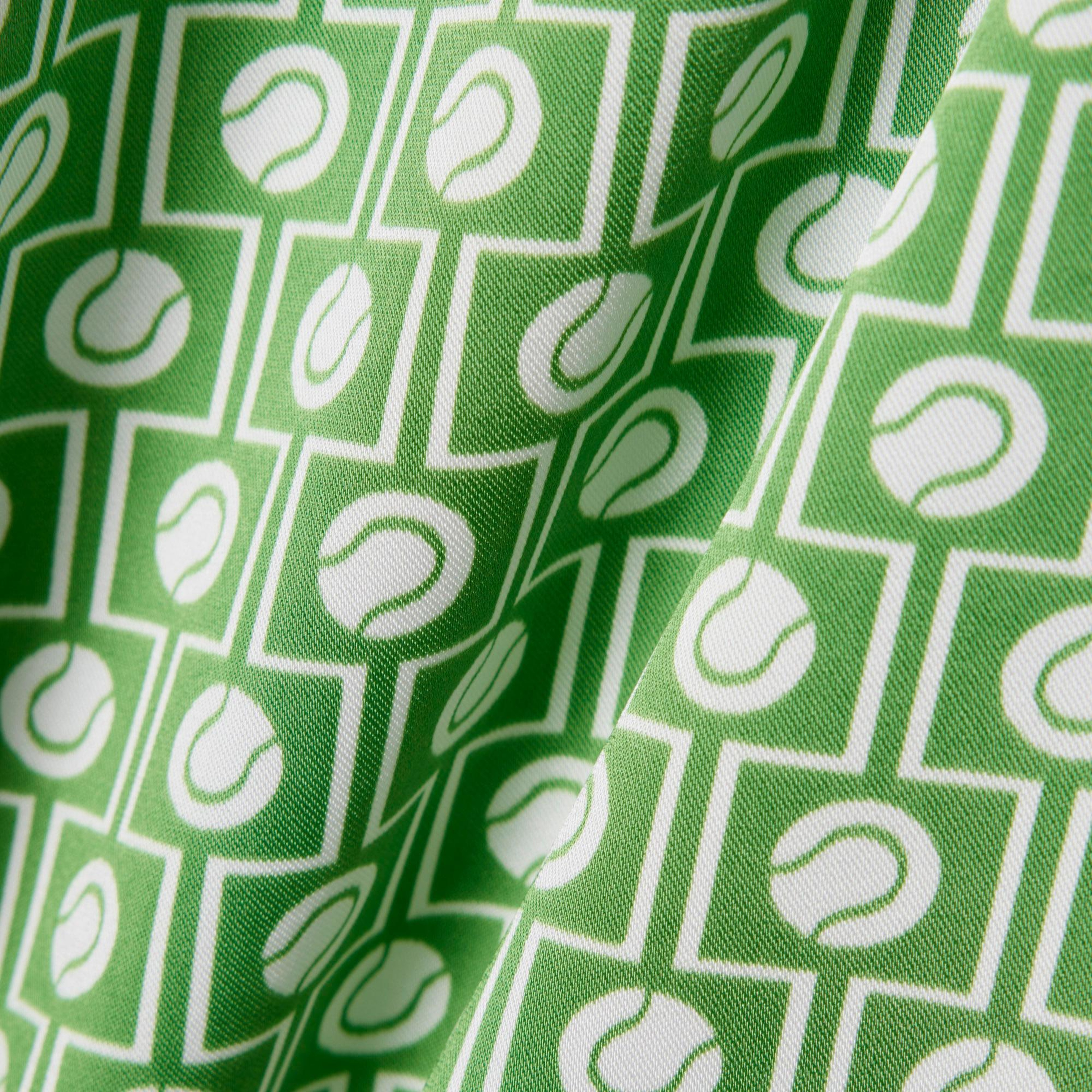 Lacoste Kadın Regular Fit Desenli Yeşil Gömlek