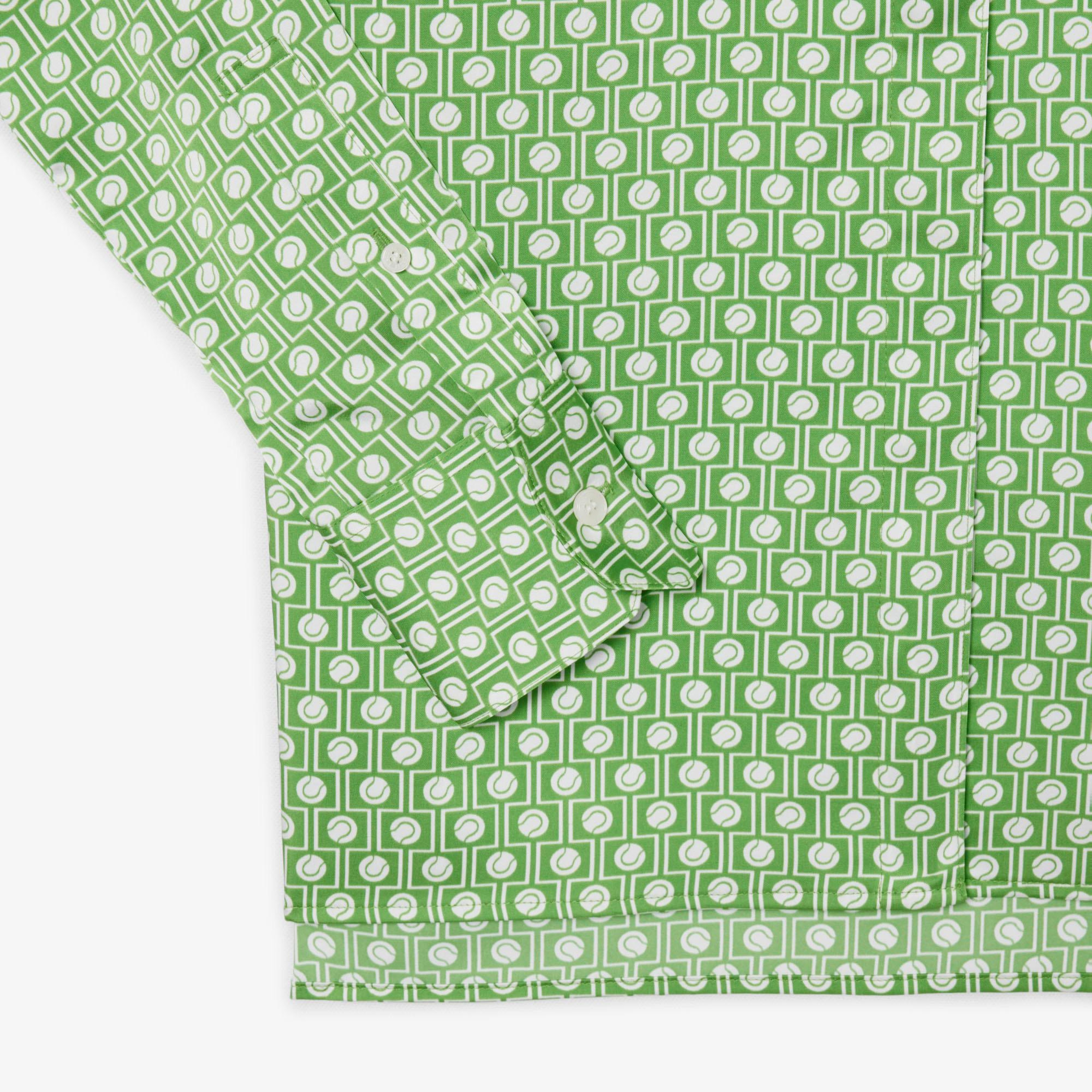 Lacoste Kadın Regular Fit Desenli Yeşil Gömlek