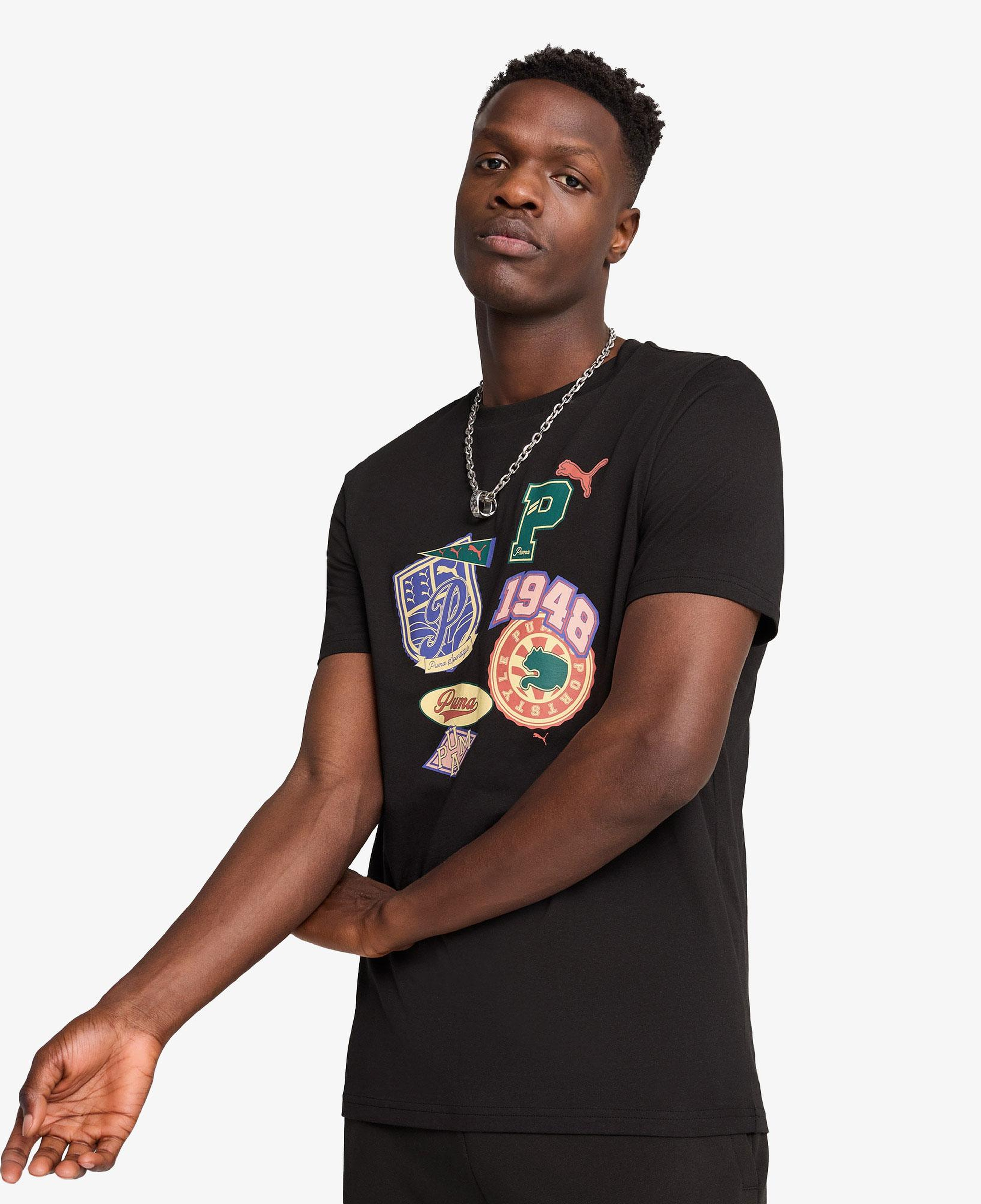 Puma Wardrobe Ess Graphic Erkek Siyah T-Shirt