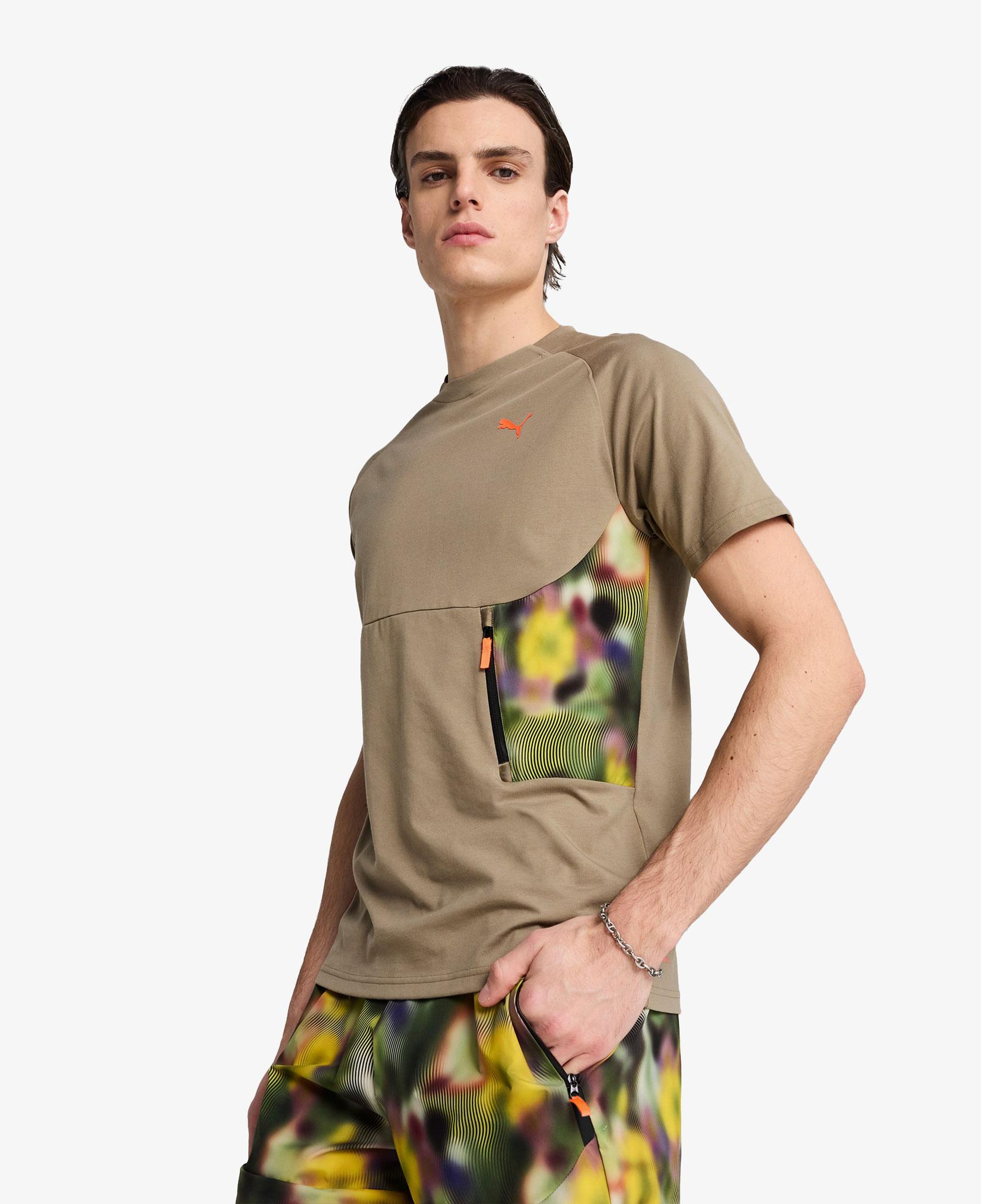 Puma Hoops X Pumatech Graphic Erkek Haki T-Shirt