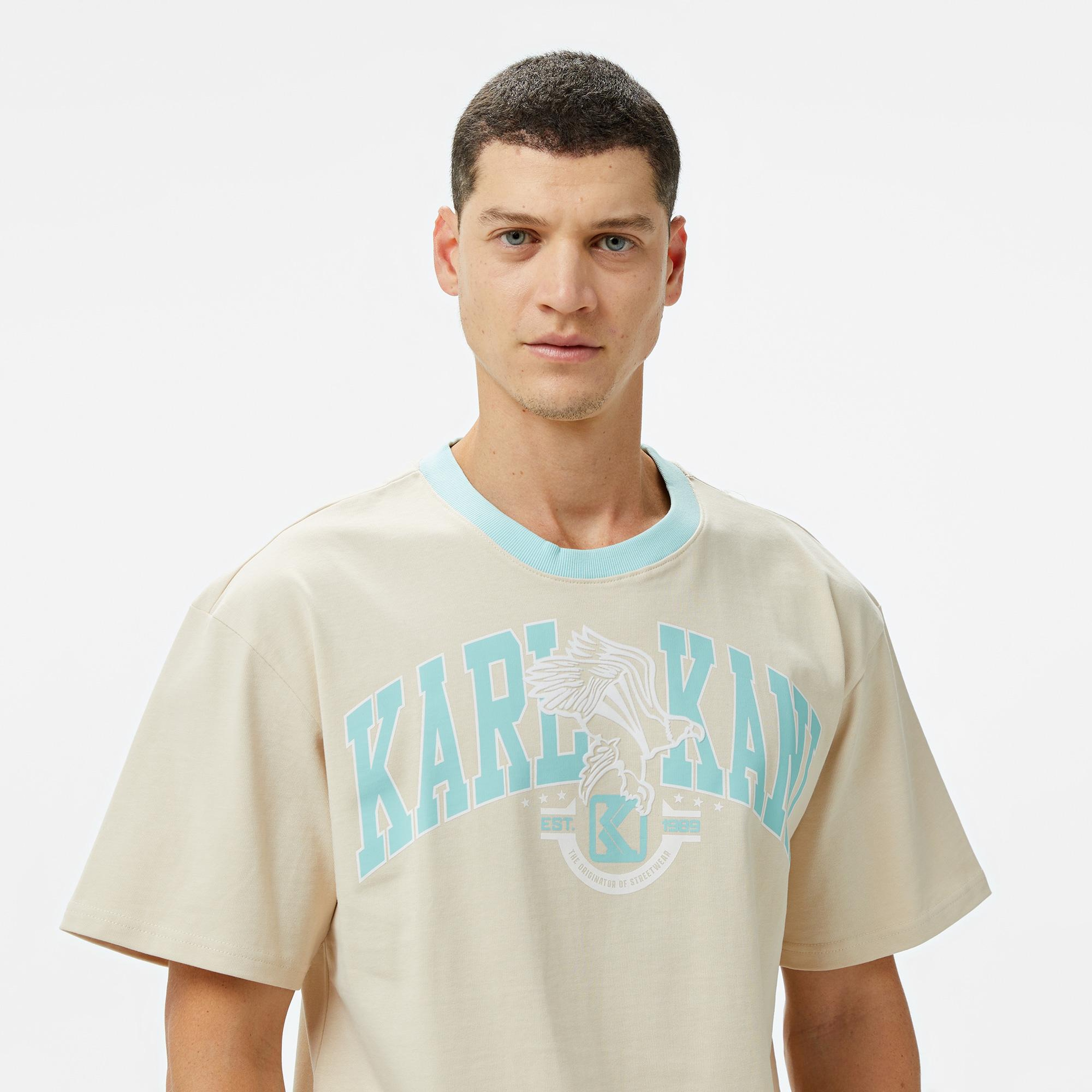 Karl Kani Og Eagle Print  Erkek Krem T-Shirt