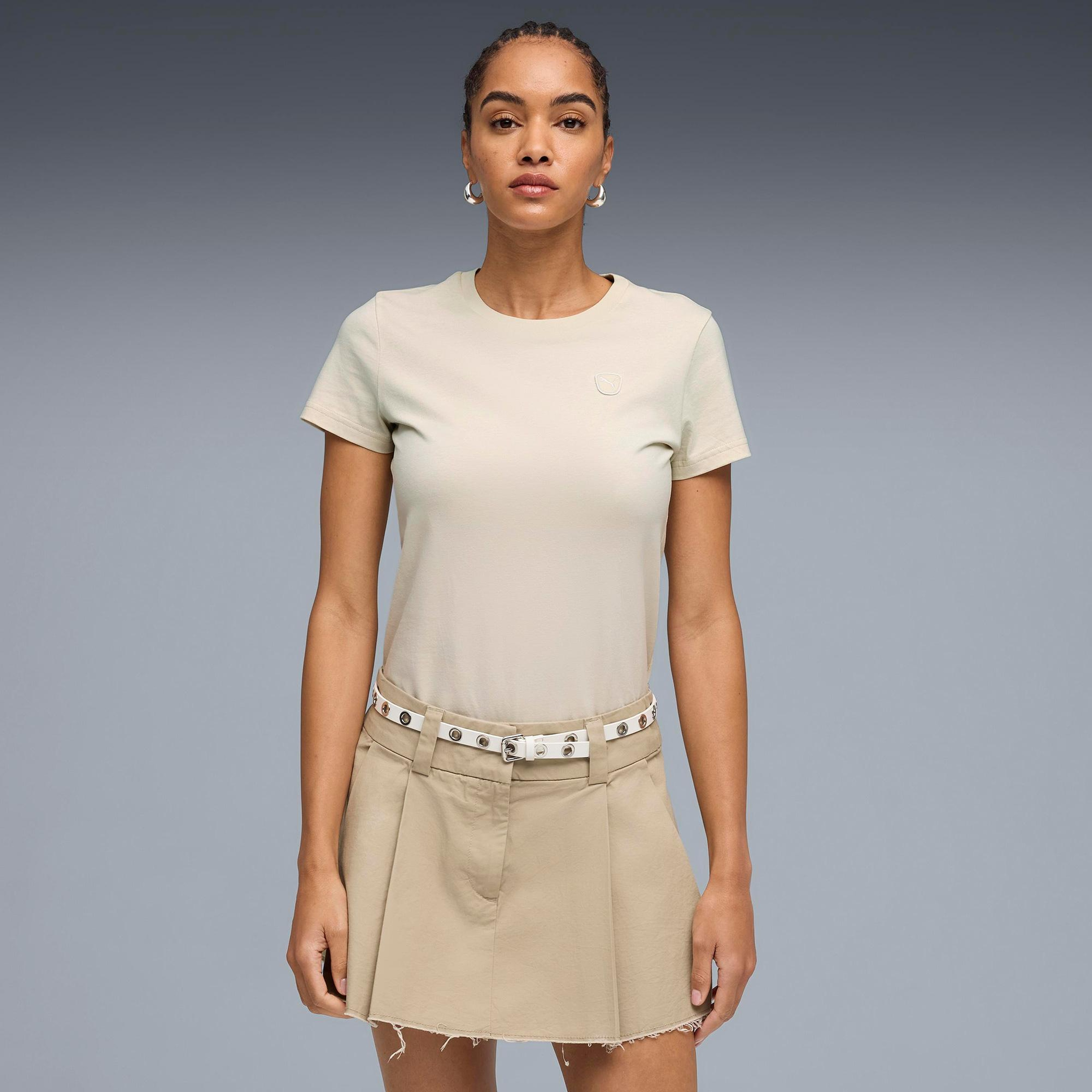 Puma Ess Elevated Tk Kadın Krem T-Shirt