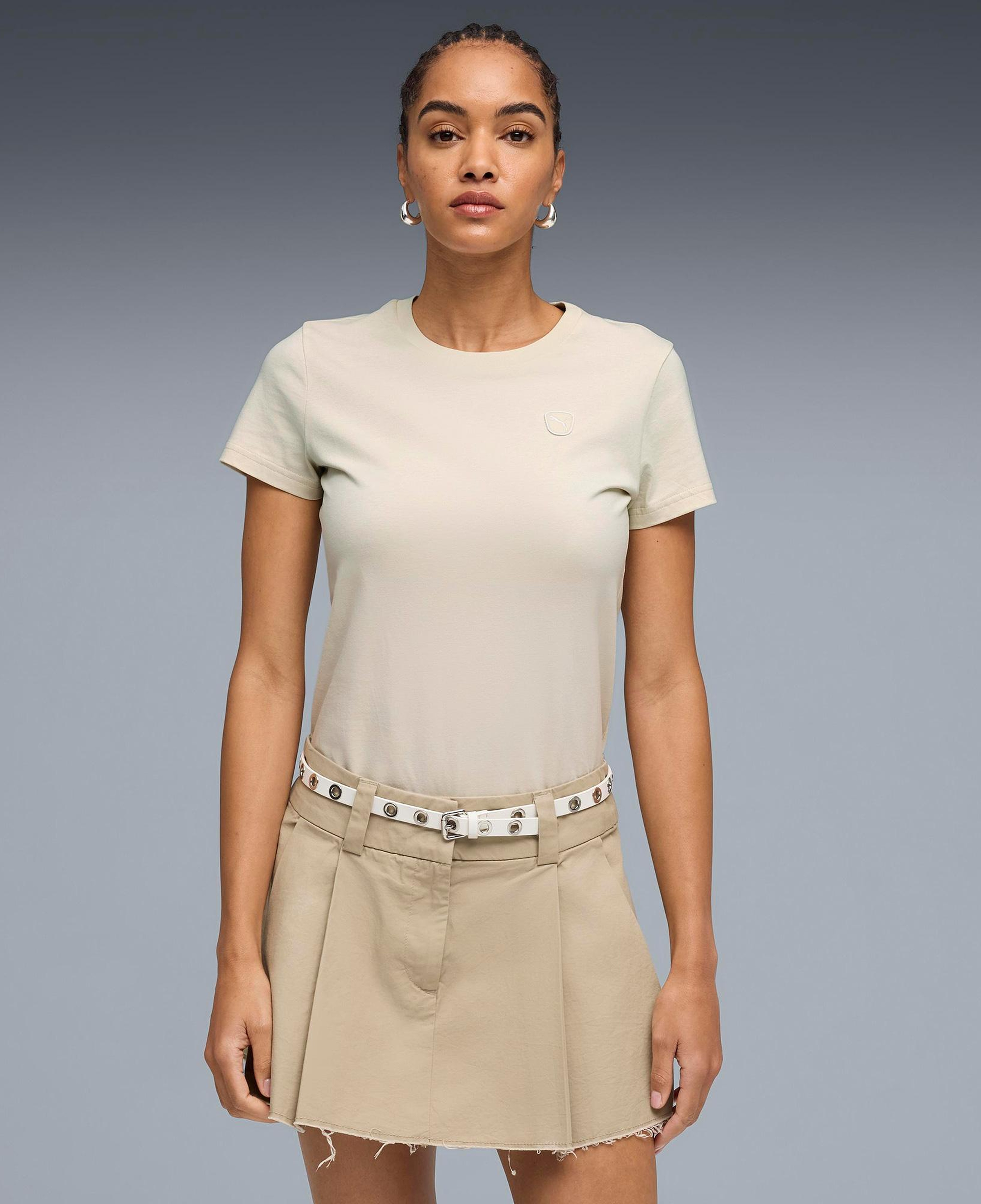 Puma Ess Elevated Tk Kadın Krem T-Shirt
