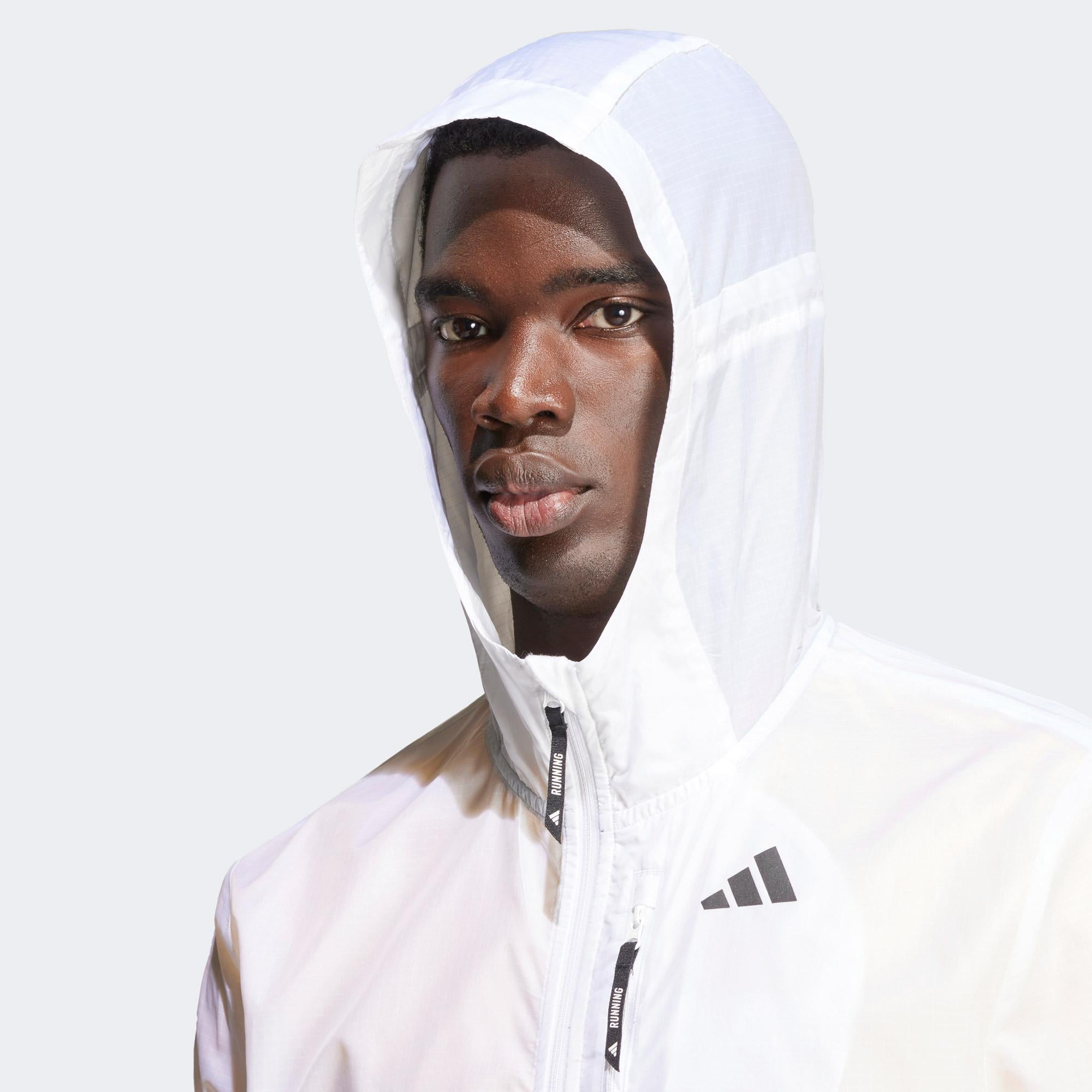 adidas Own The Run 3-Stripes Erkek Beyaz Koşu Rüzgarlığı