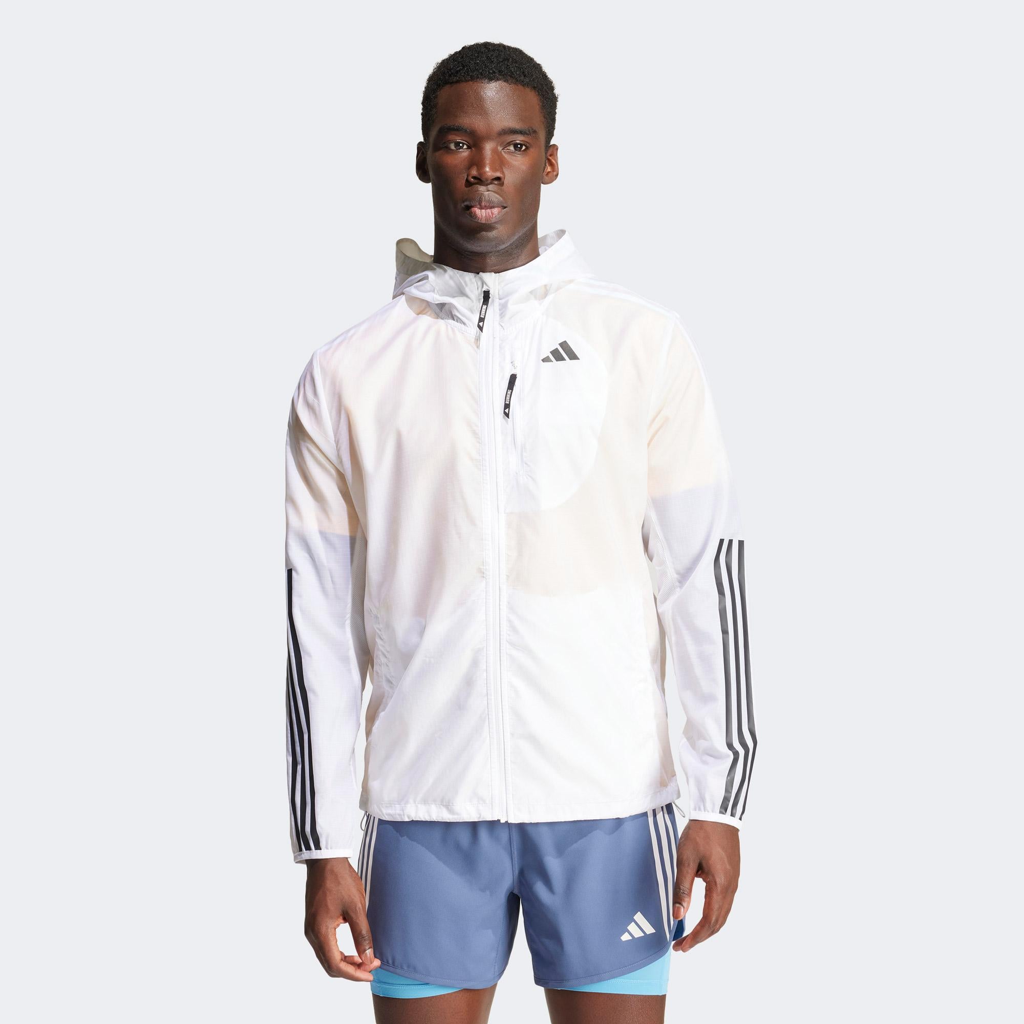 adidas Own The Run 3-Stripes Erkek Beyaz Koşu Rüzgarlığı