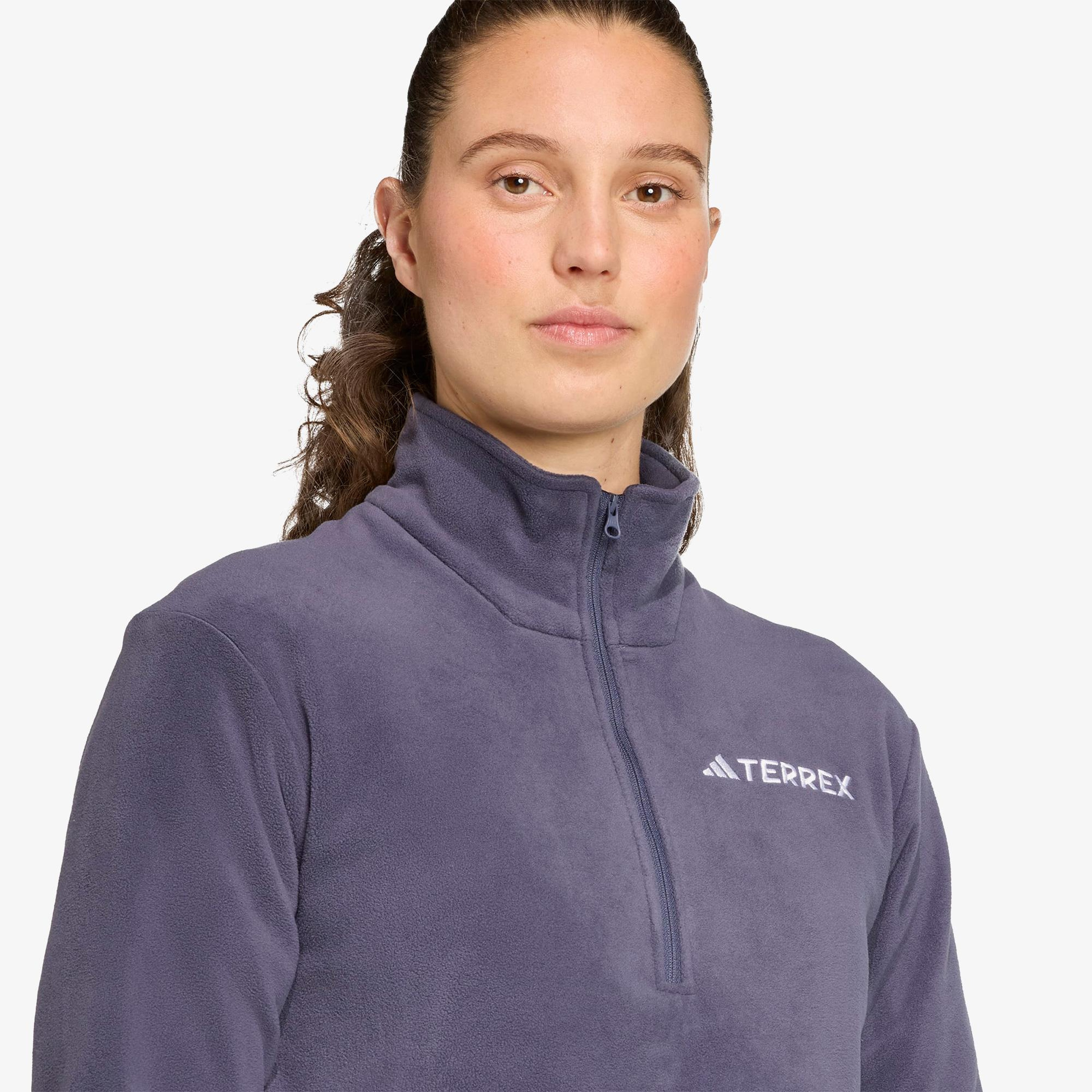adidas Multi Essentials 1-2 Zip Fleece Kadın Mor Yürüyüş Polar