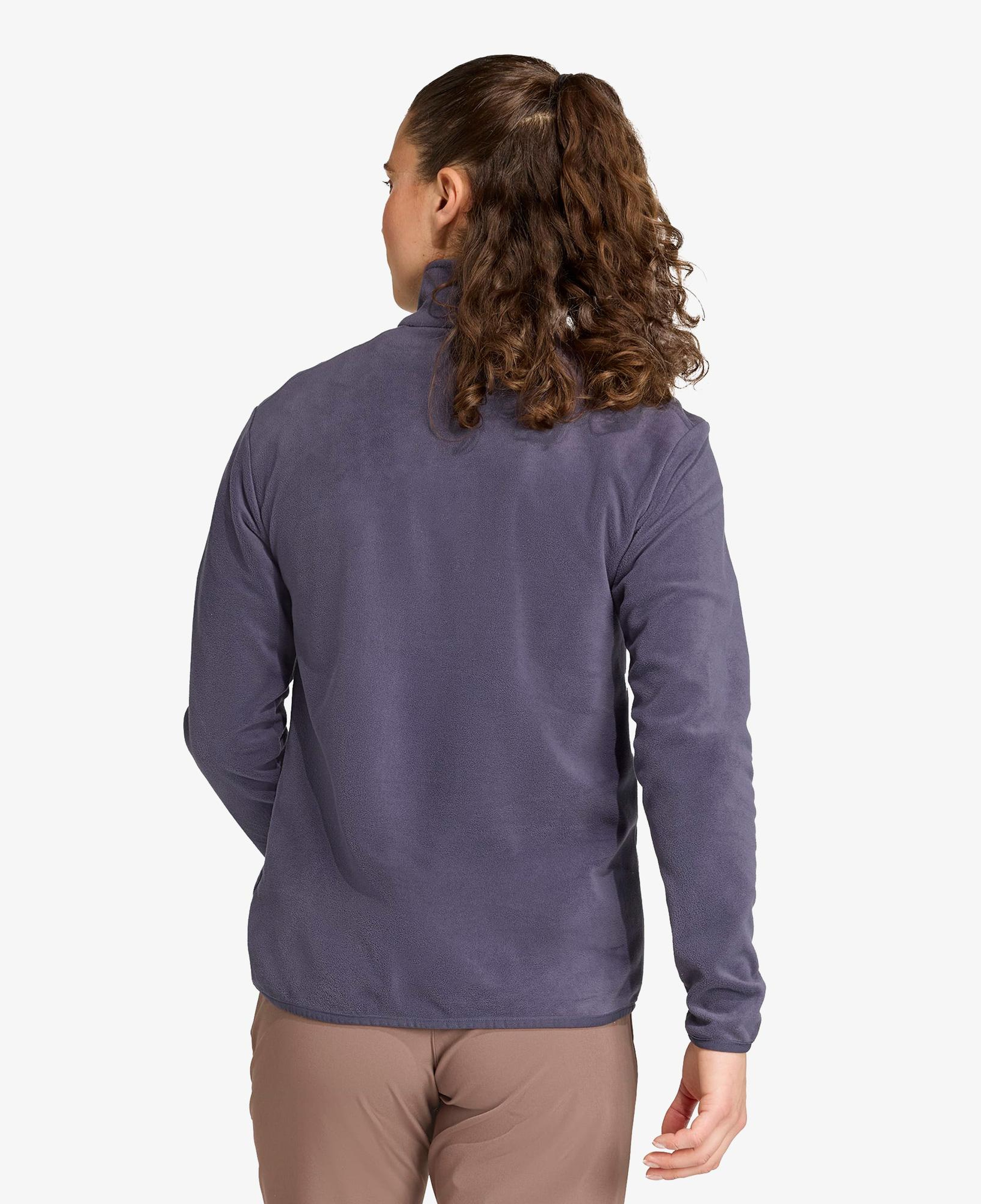 adidas Multi Essentials 1-2 Zip Fleece Kadın Mor Yürüyüş Polar