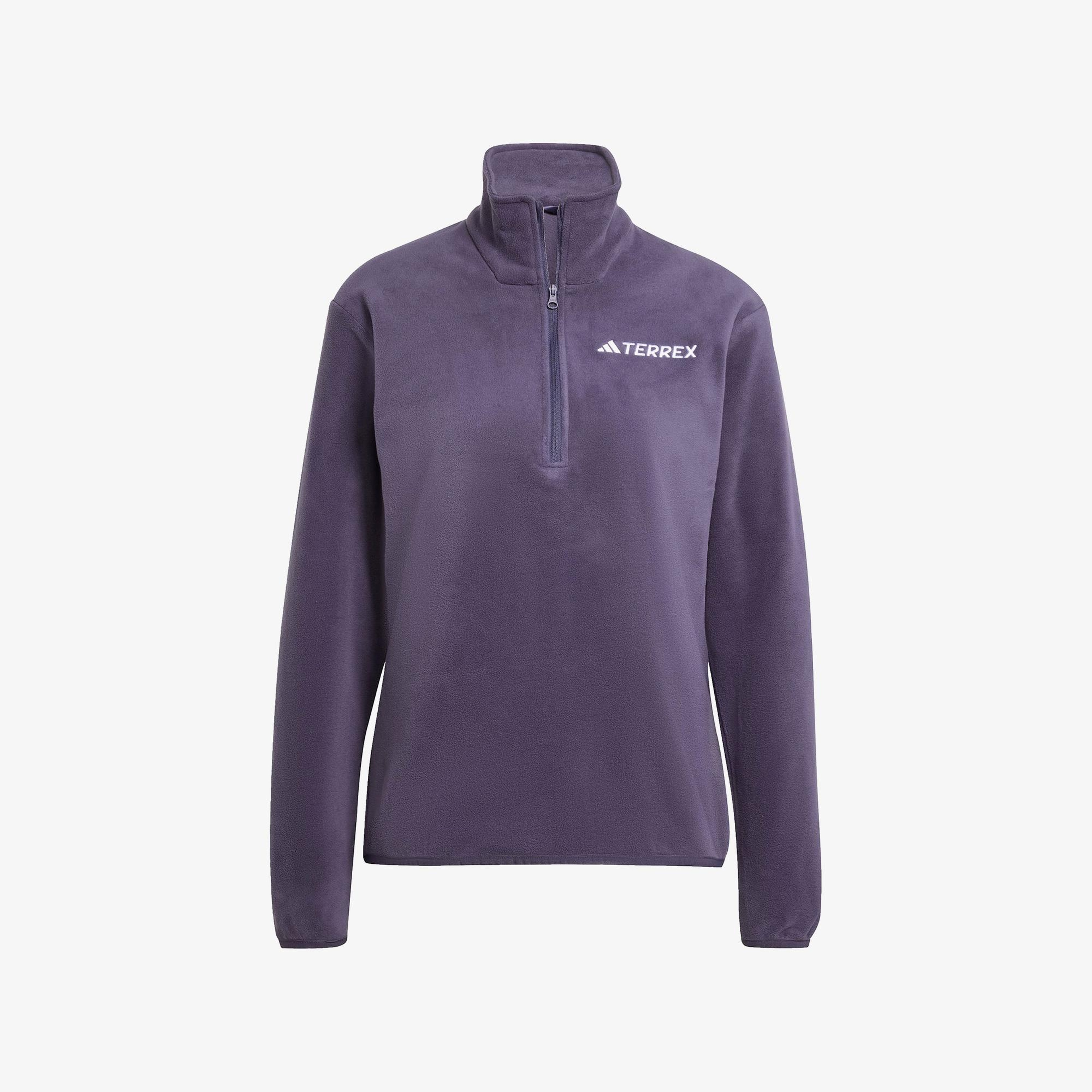 adidas Multi Essentials 1-2 Zip Fleece Kadın Mor Yürüyüş Polar