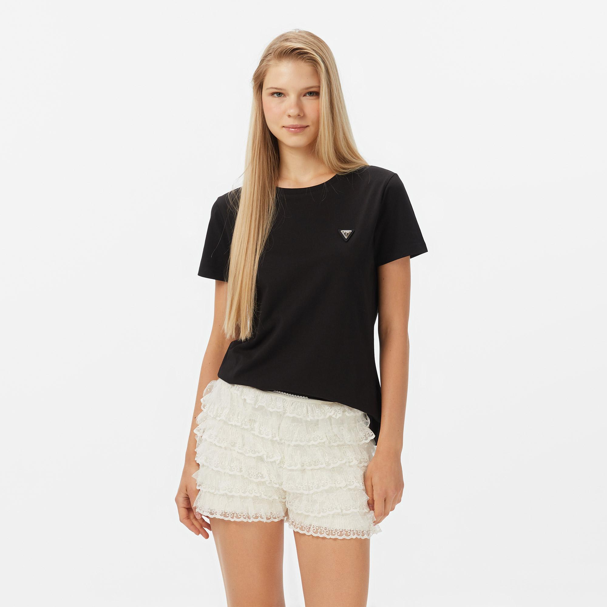 Guess Colette Oversize Fit Kadın Siyah T-Shirt