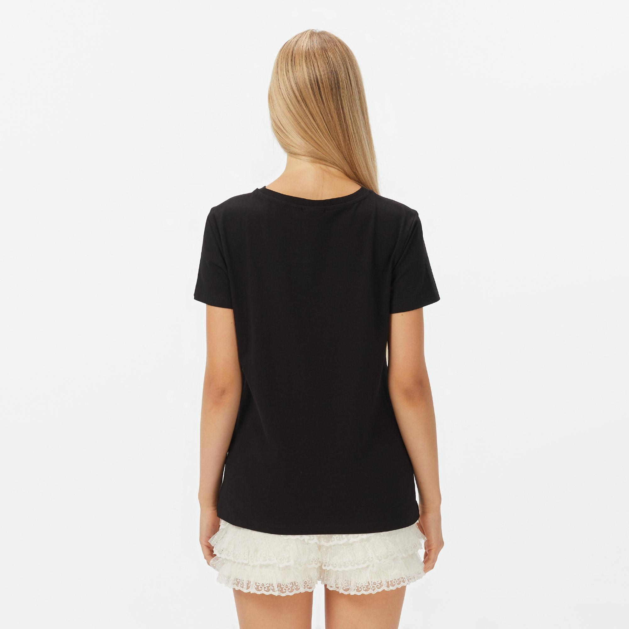 Guess Colette Oversize Fit Kadın Siyah T-Shirt