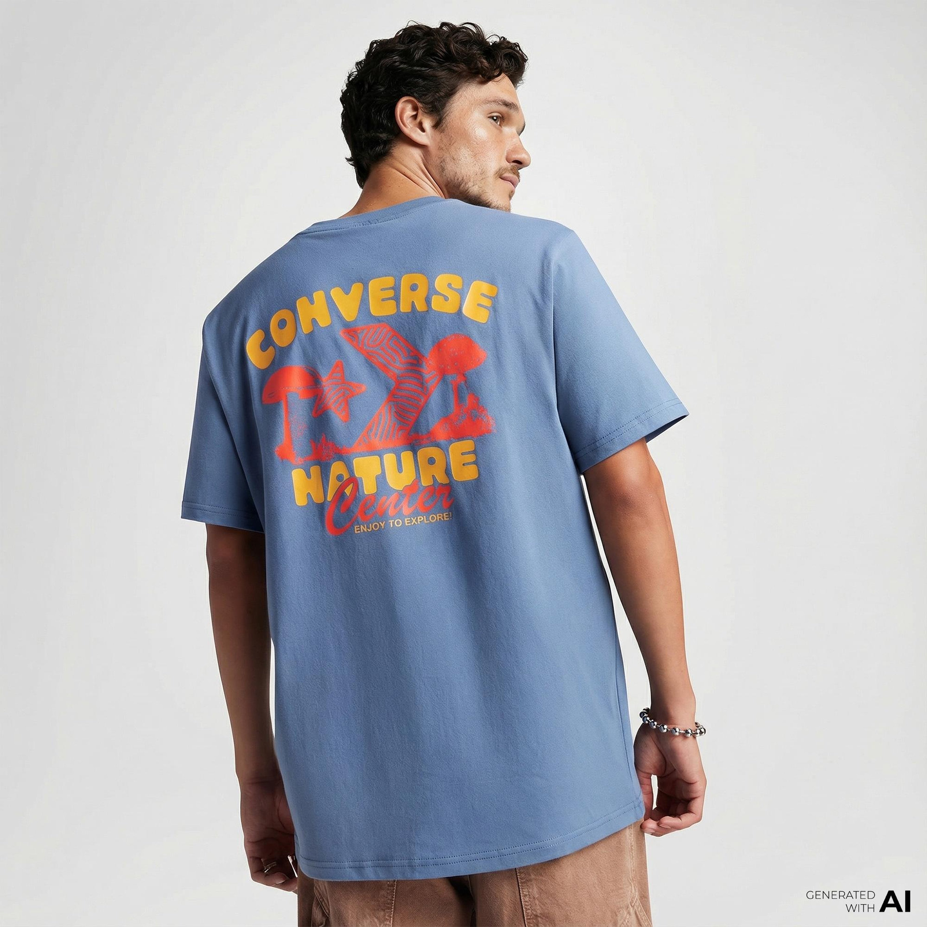 Converse Erkek Grafik Baskılı Mavi T-Shirt