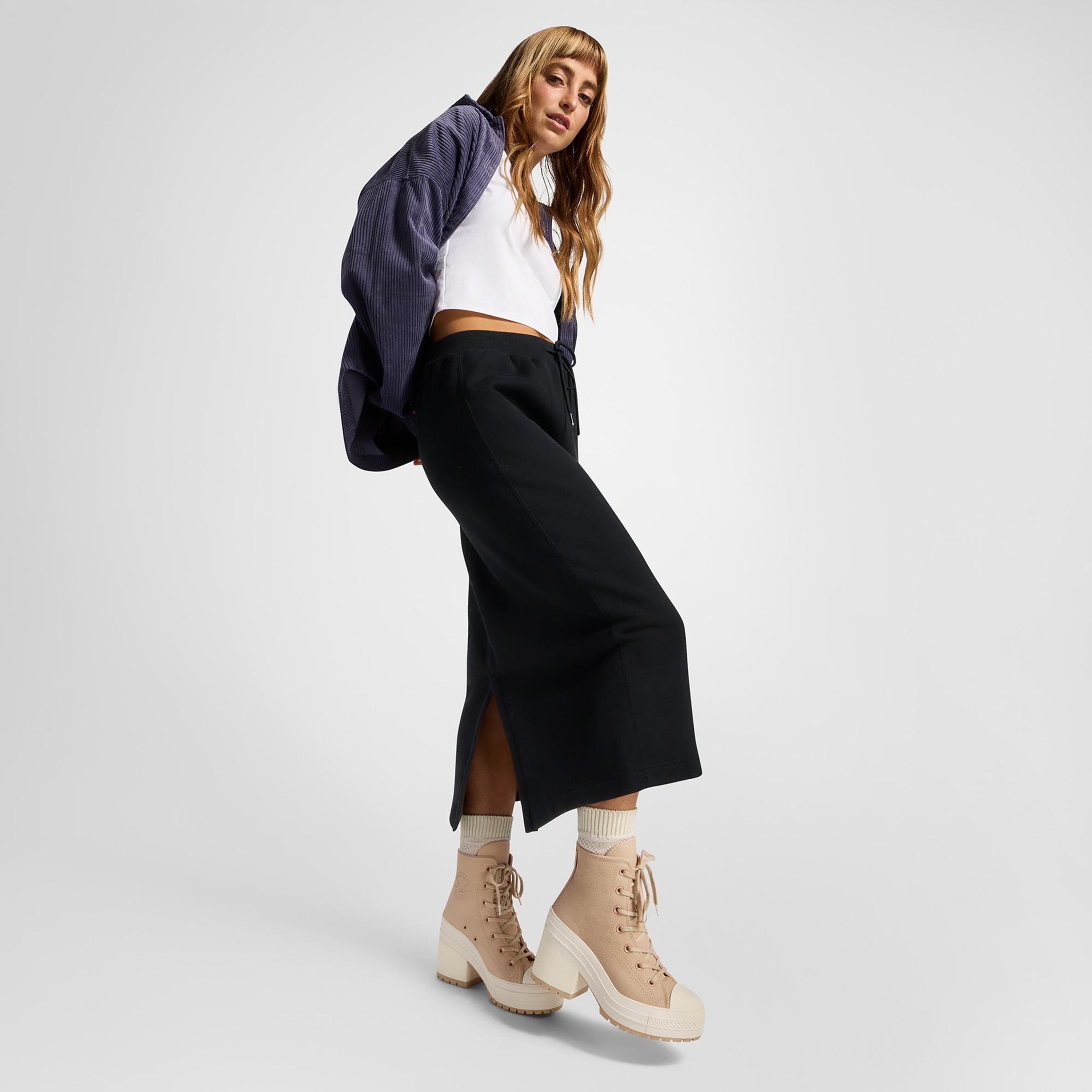 Converse Chuck 70 De Luxe Heel Unisex Bej Deri Platform Sneaker