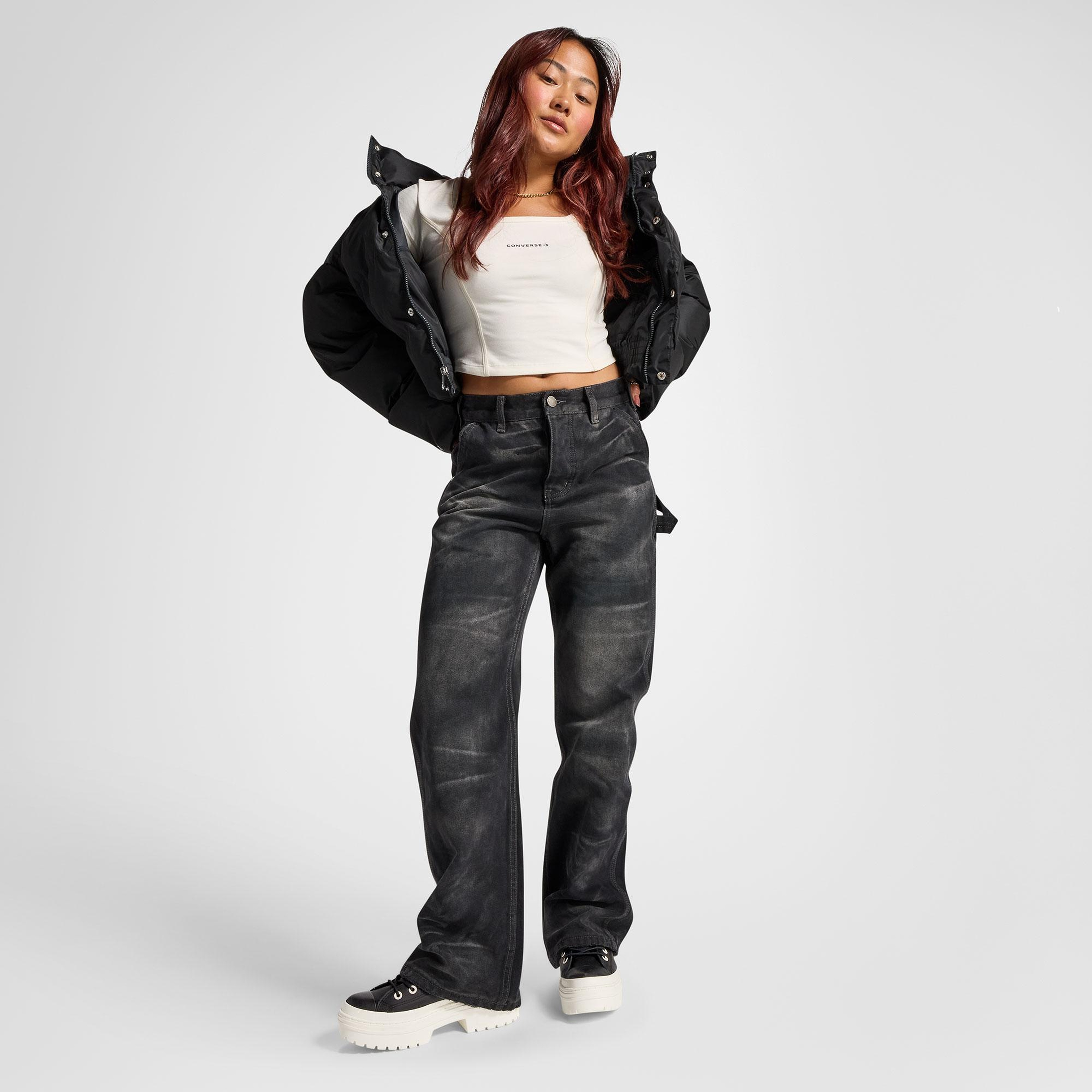 Converse Chuck Taylor All Star Lugged Heel Kadın Siyah Deri Platform Bot