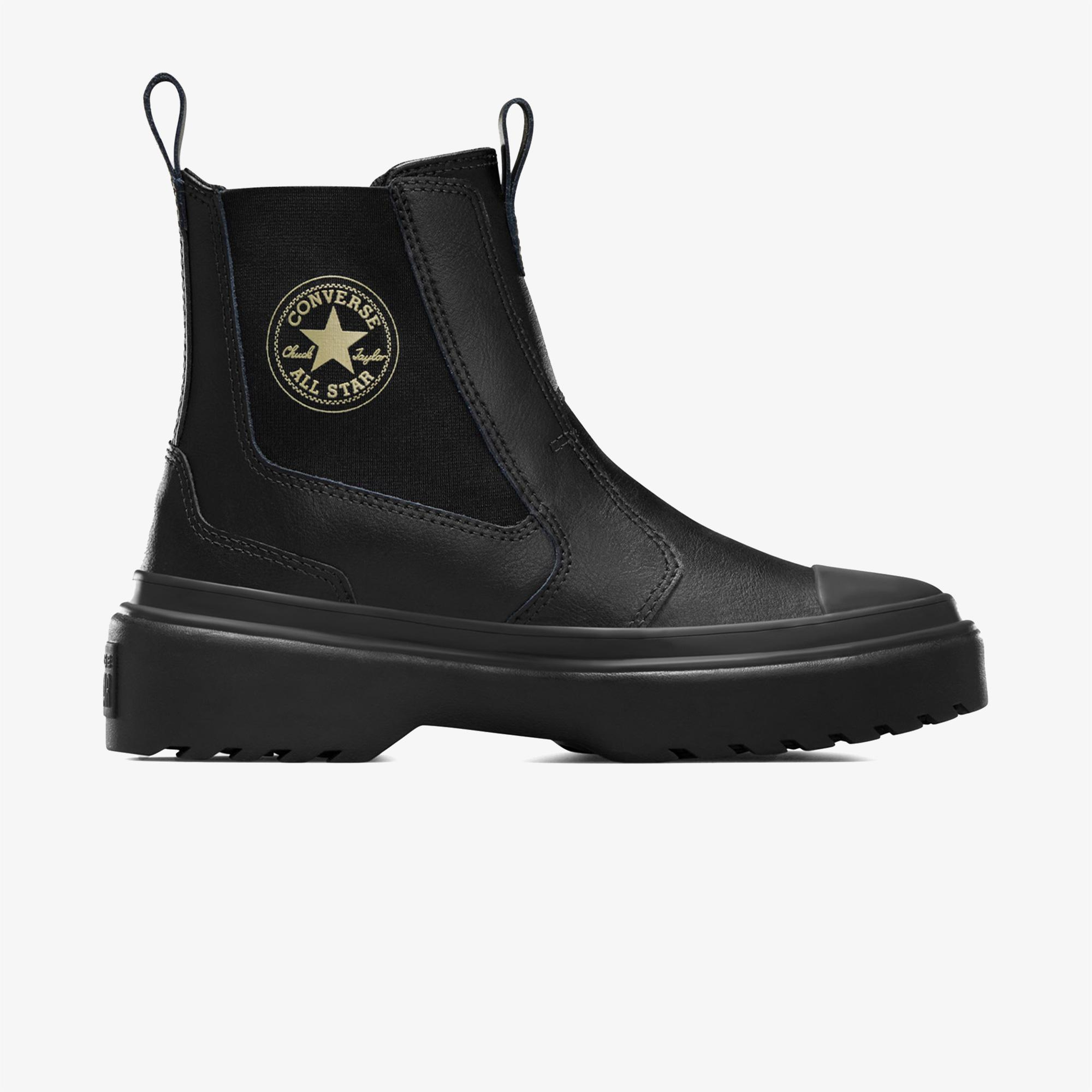 Converse Chuck Taylor All Star Chelsea Lugged Çocuk Siyah Deri Platform Bot