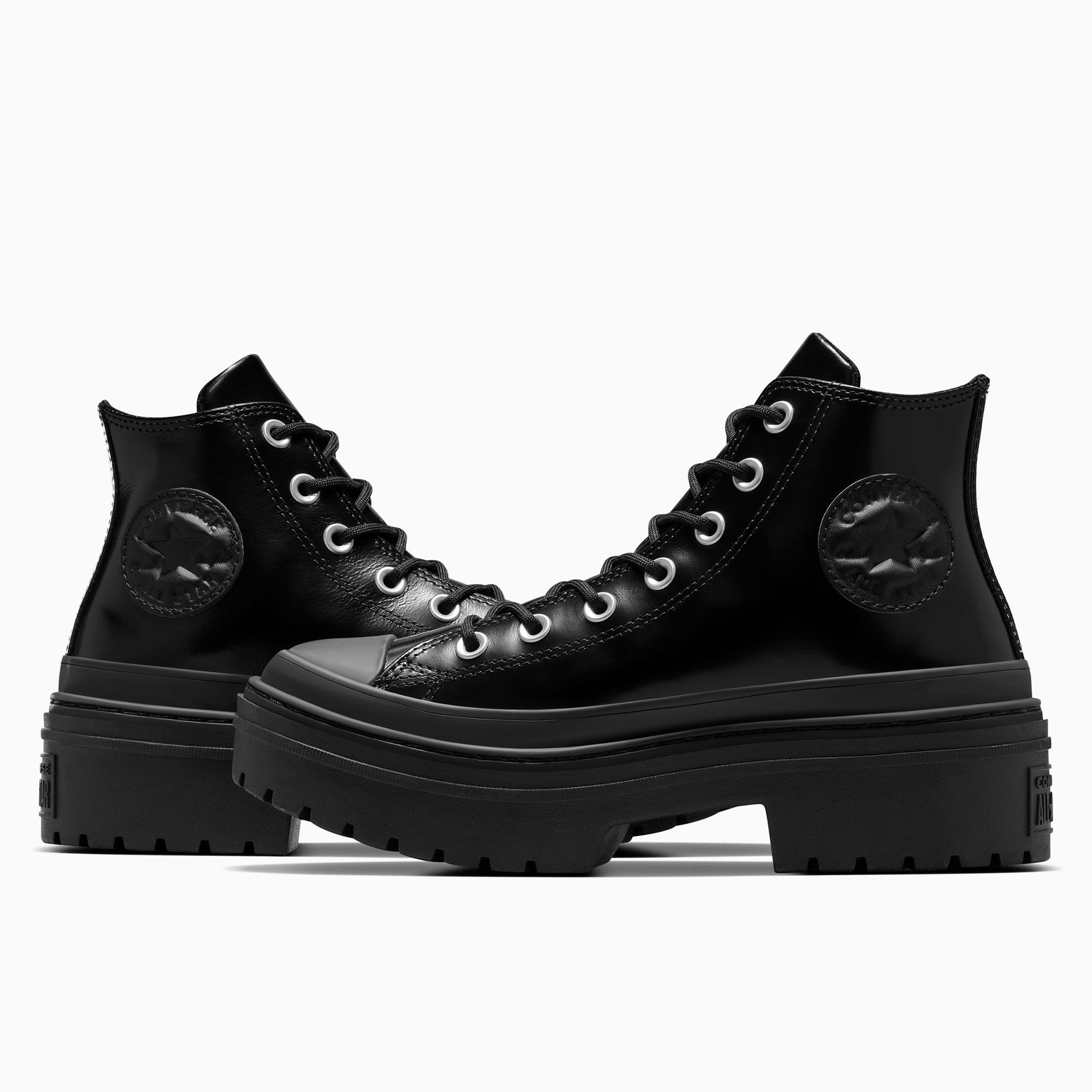 Converse Chuck Taylor All Star Lugged Heel Kadın Siyah Deri Platform Bot
