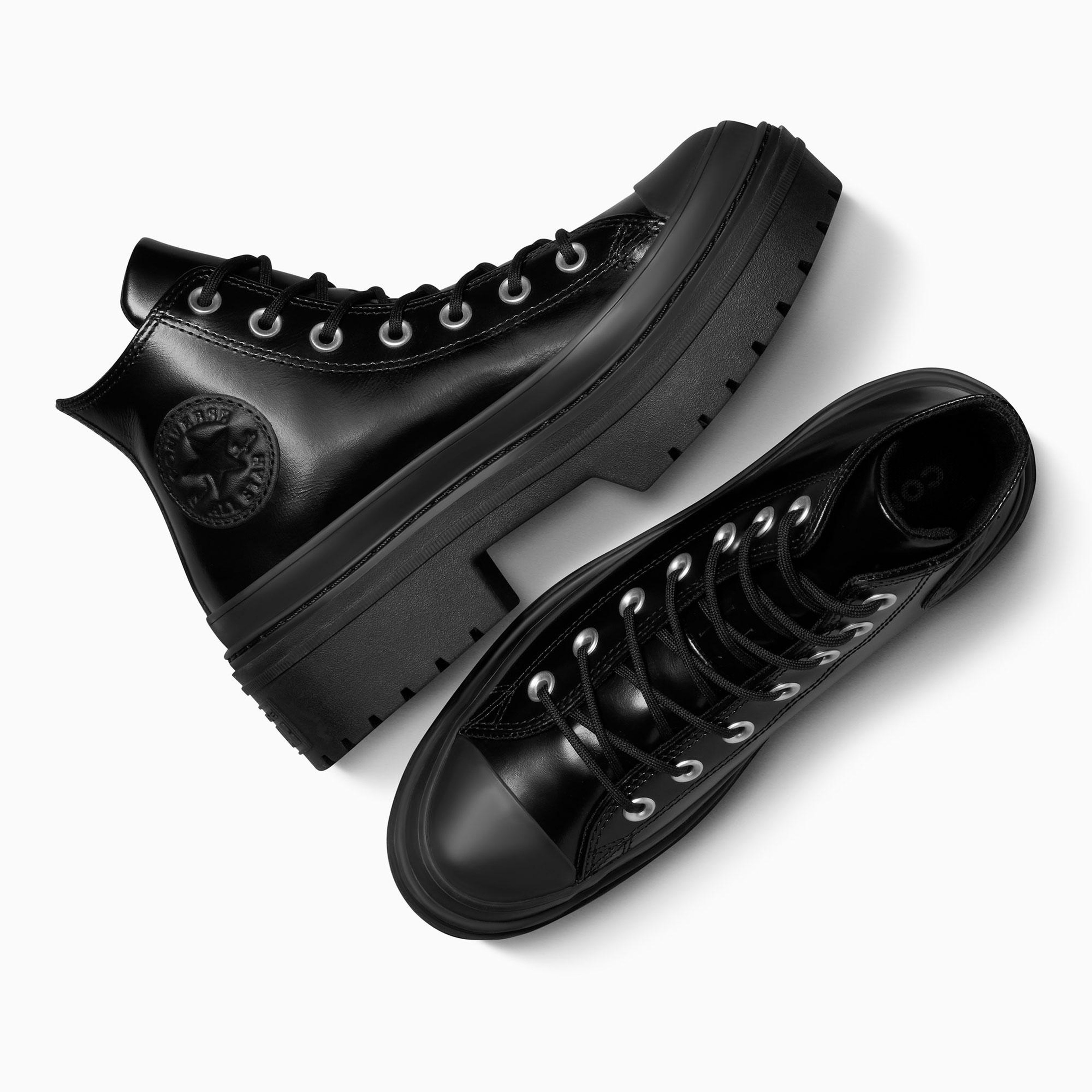 Converse Chuck Taylor All Star Lugged Heel Kadın Siyah Deri Platform Bot