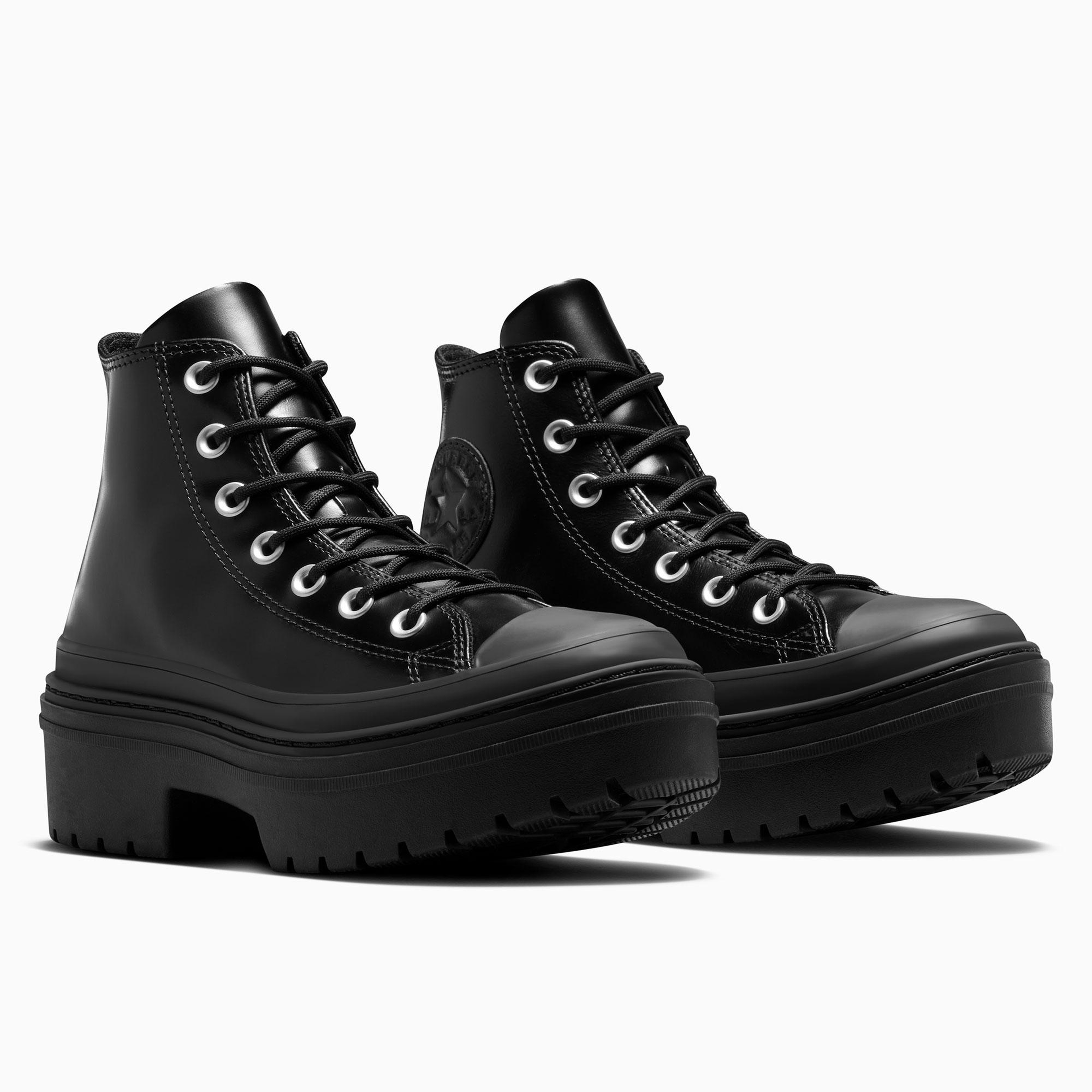 Converse Chuck Taylor All Star Lugged Heel Kadın Siyah Deri Platform Bot