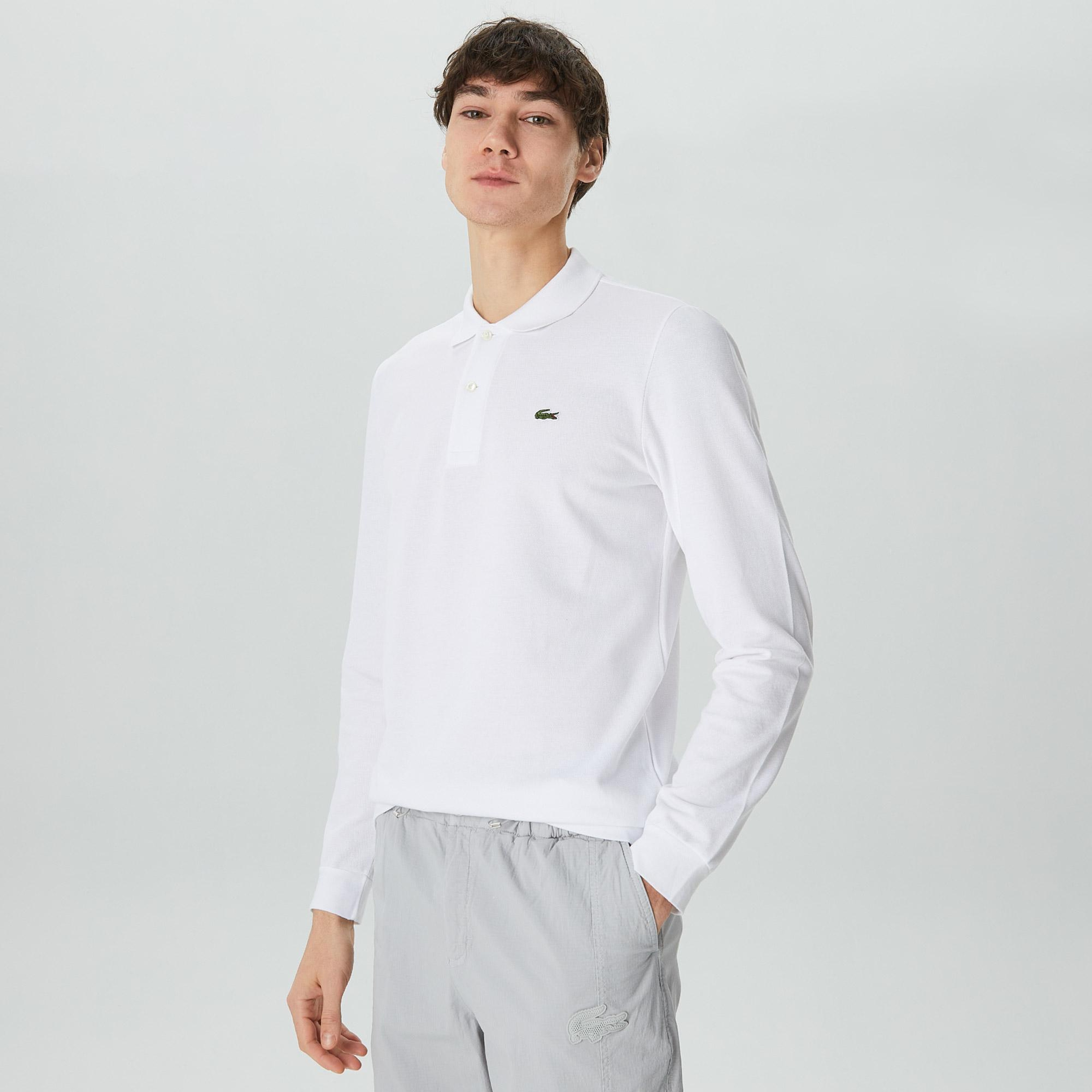 Lacoste Erkek Classic Fit Uzun Kollu Beyaz Polo