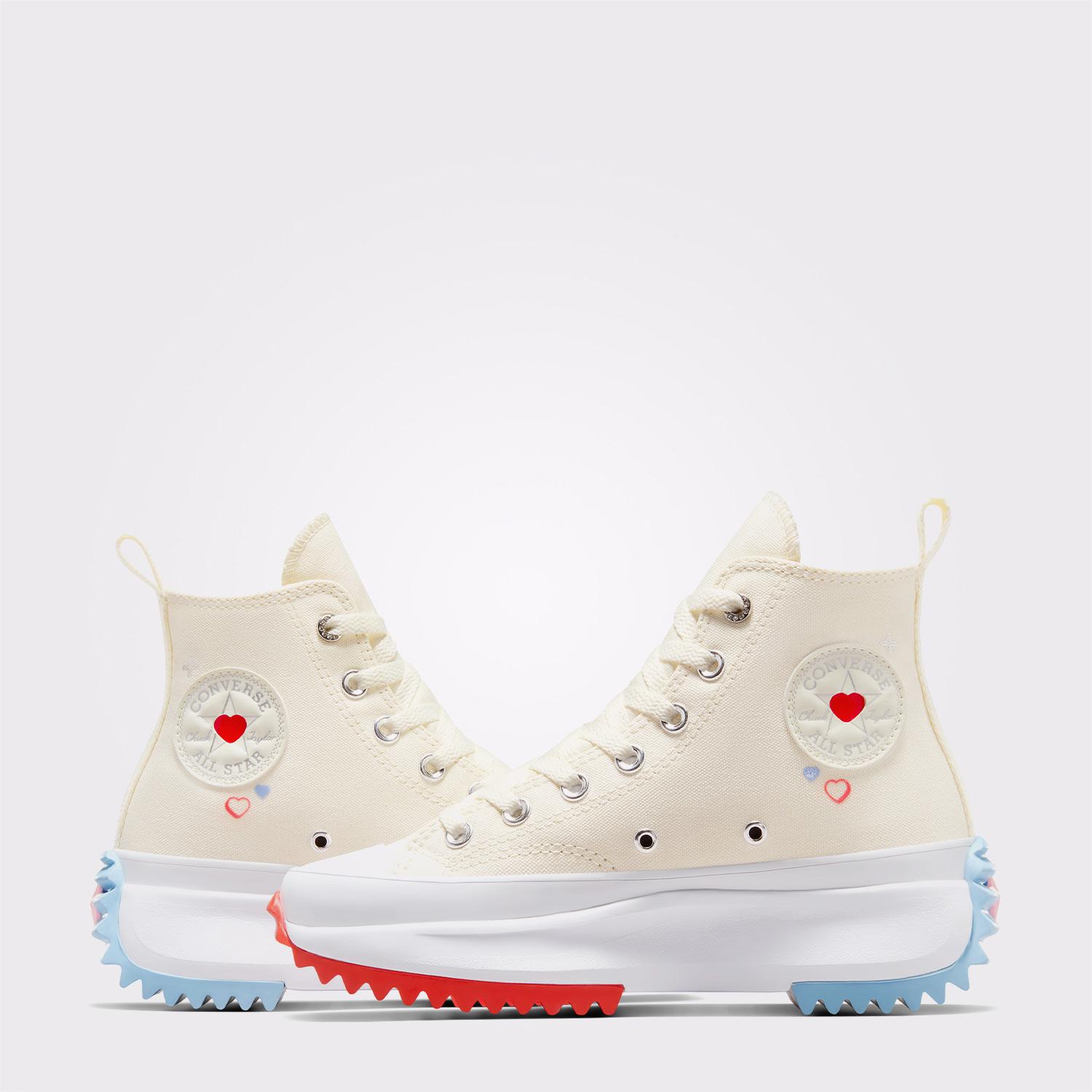 Converse Krem Converse Run Star Hike Platform Y2K Heart Unisex Sneaker