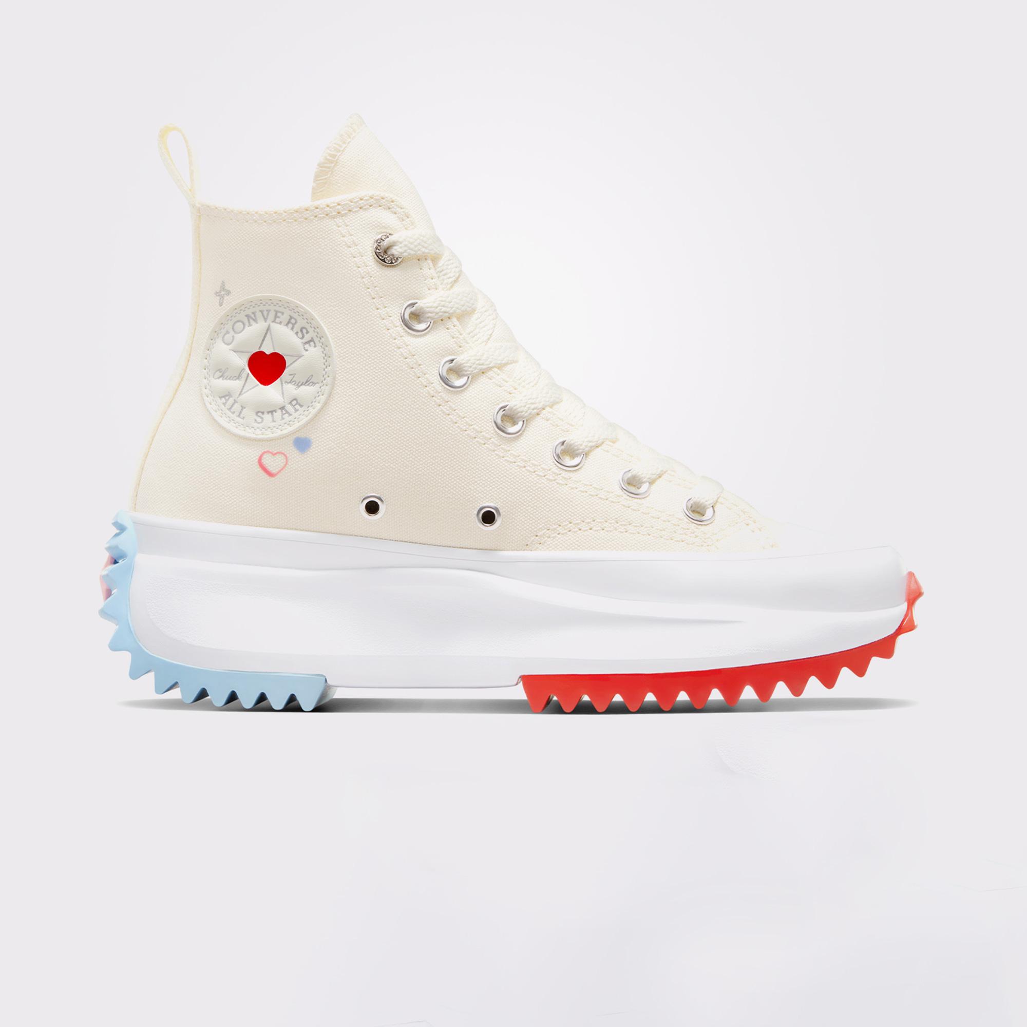 Converse Krem Converse Run Star Hike Platform Y2K Heart Unisex Sneaker