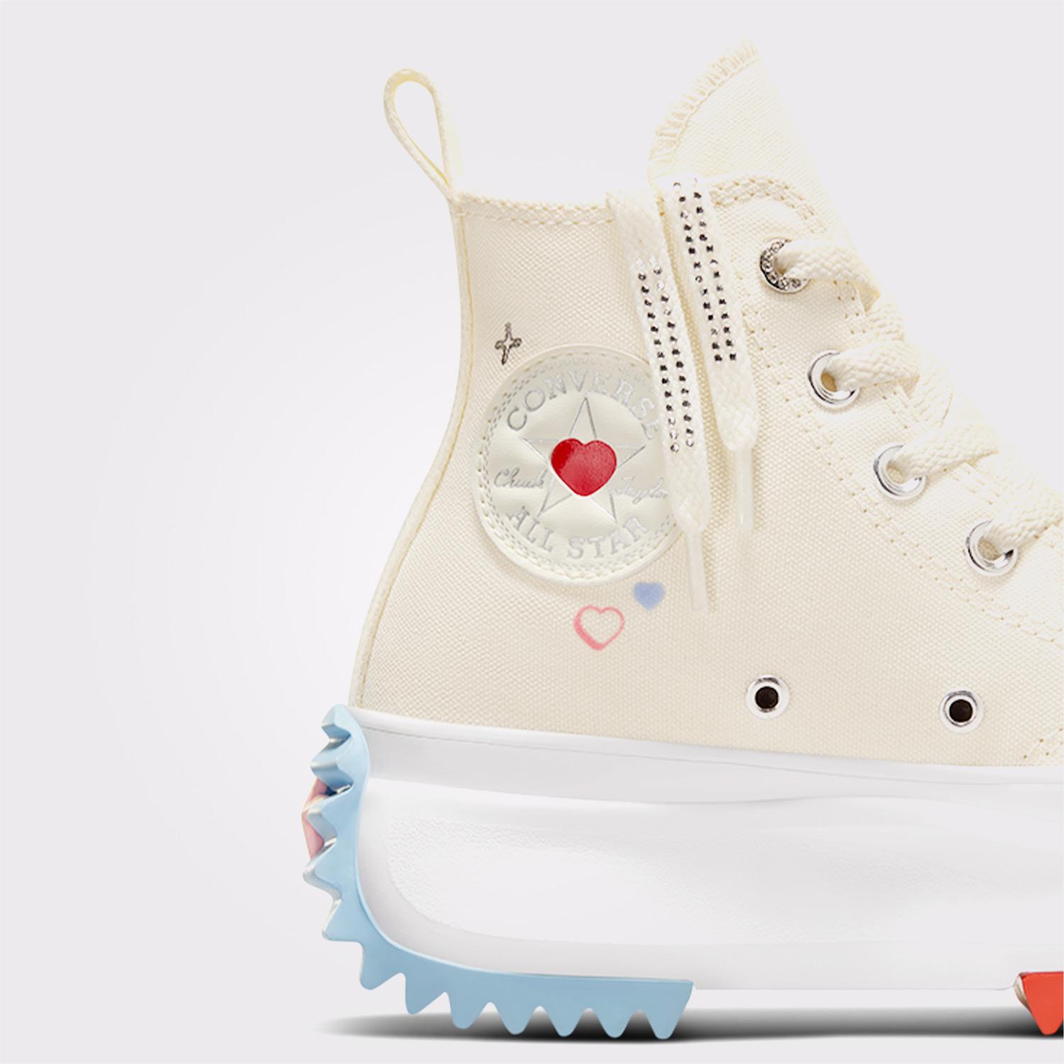 Converse Krem Converse Run Star Hike Platform Y2K Heart Unisex Sneaker