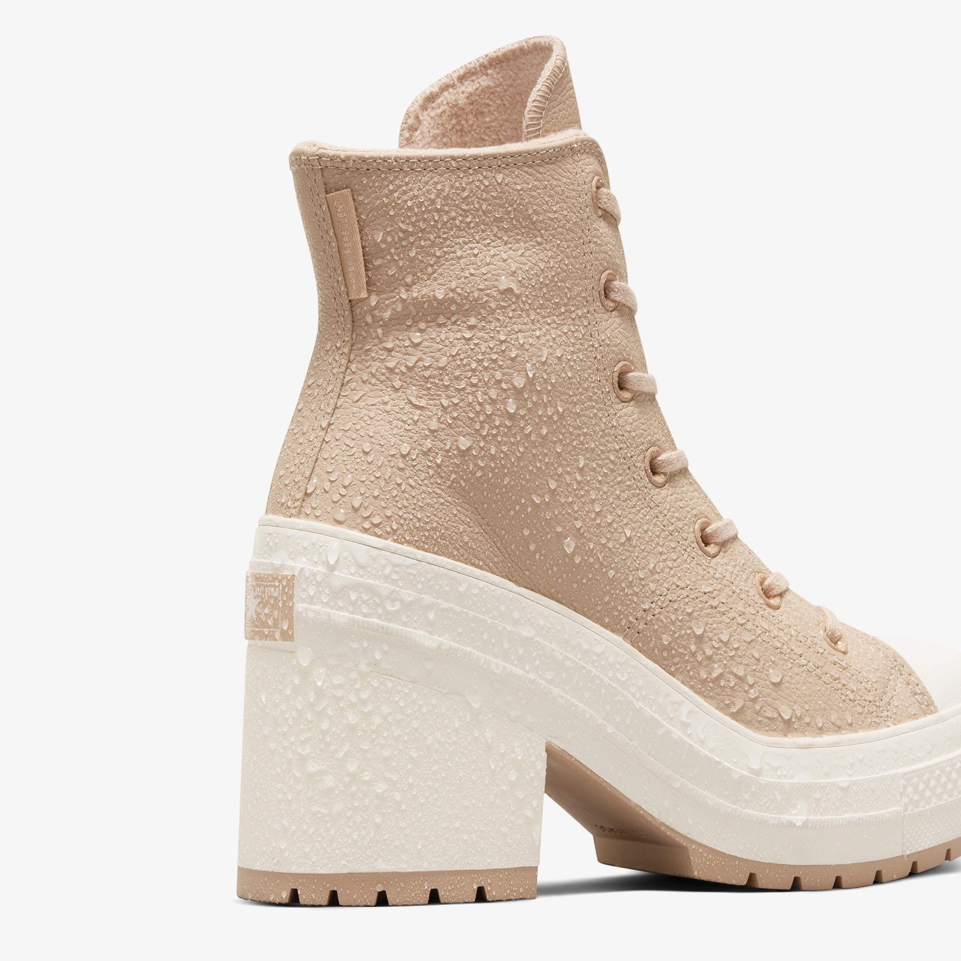 Converse Chuck 70 De Luxe Heel Unisex Bej Deri Platform Sneaker