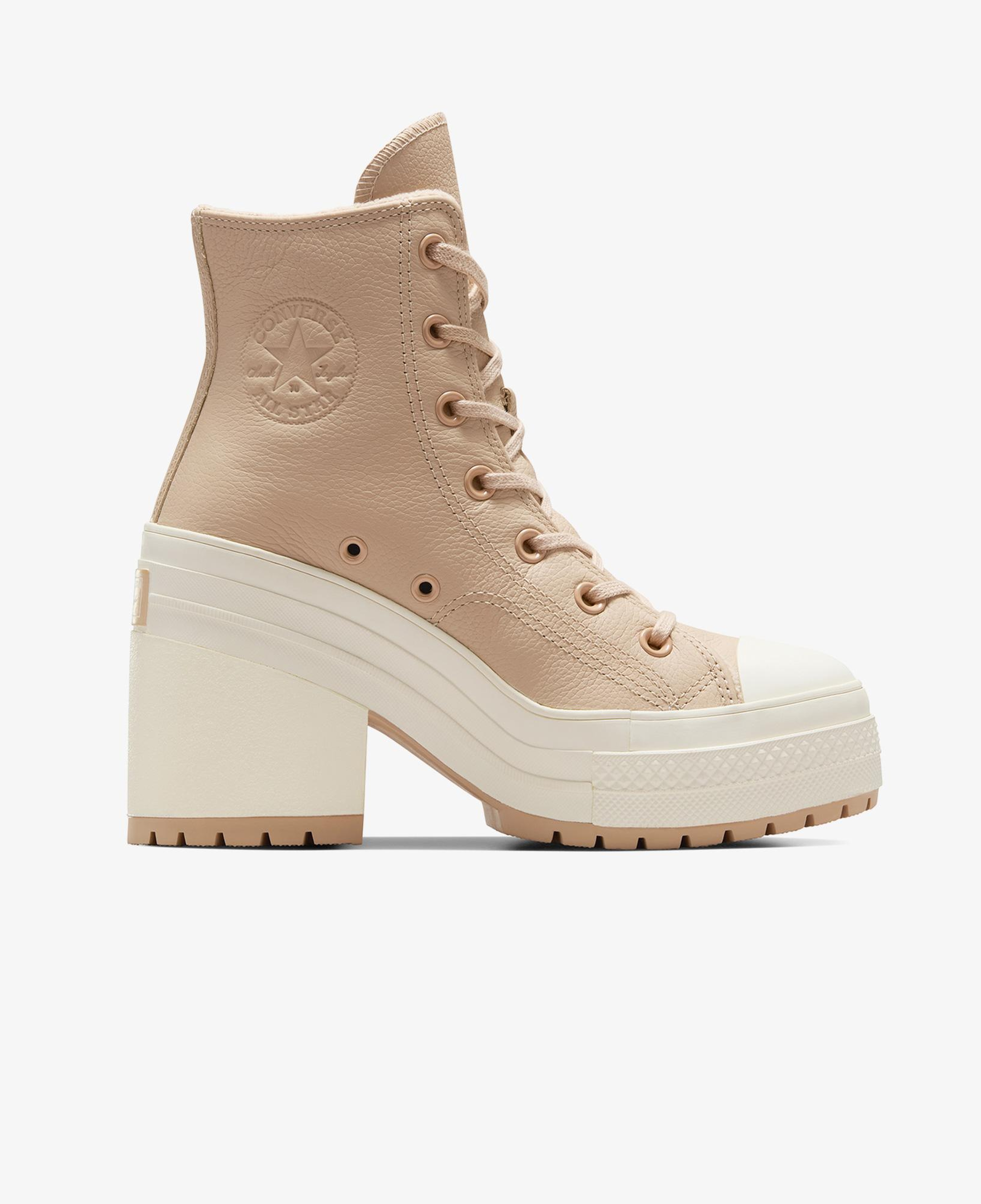 Converse Chuck 70 De Luxe Heel Unisex Bej Deri Platform Sneaker