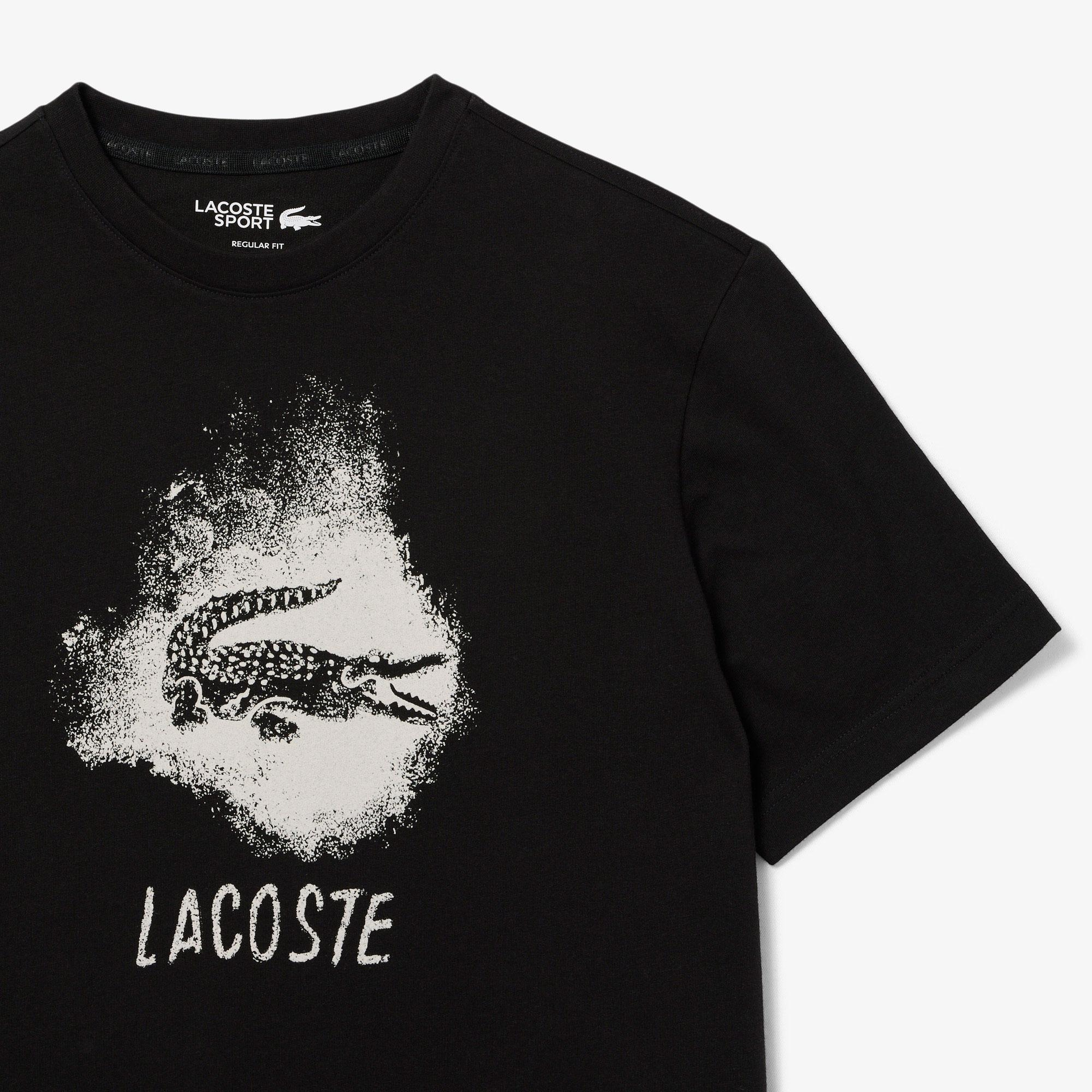 Lacoste Erkek Regular Fit Bisiklet Yaka Baskılı Siyah T-Shirt