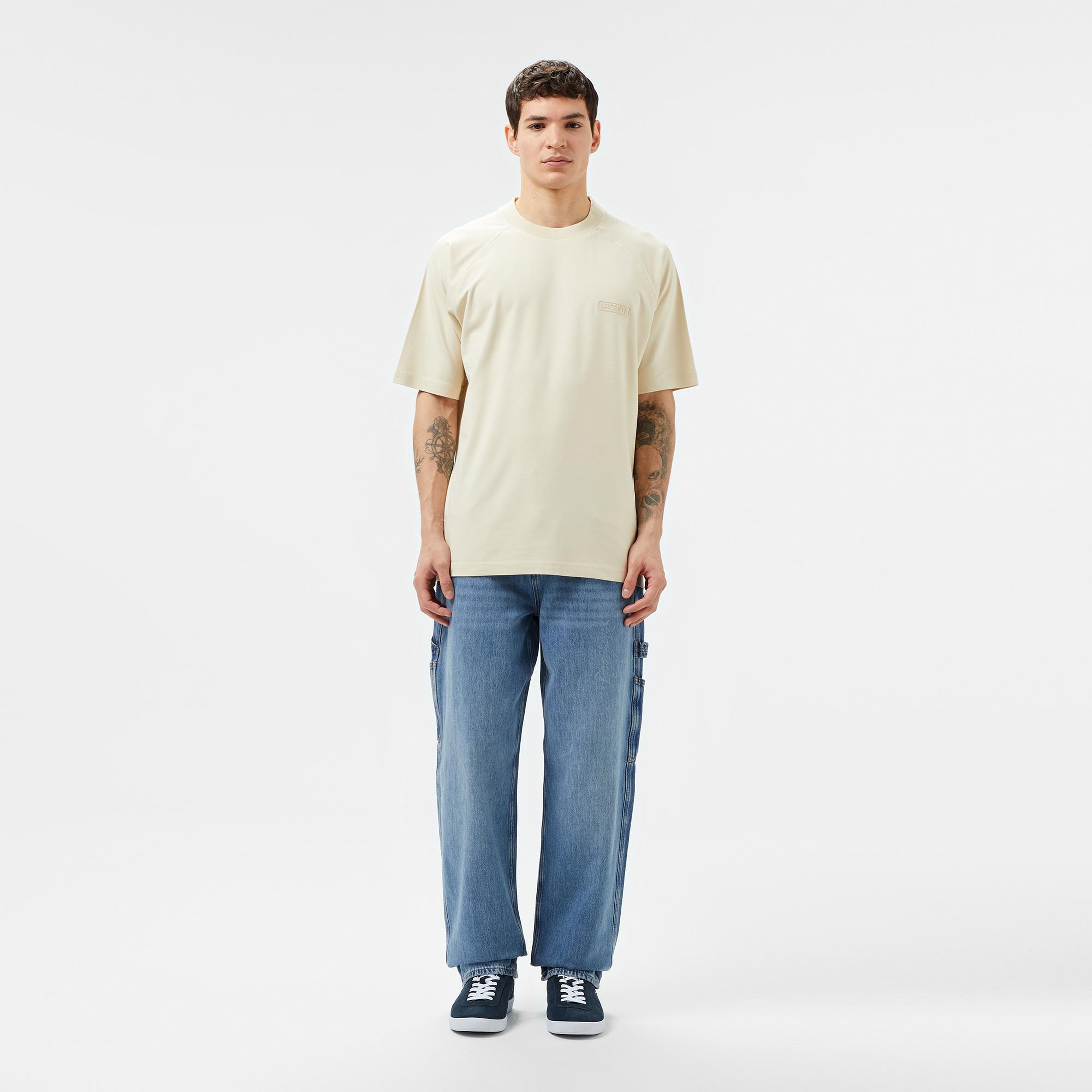 Lacoste Erkek Oversize Fit Bisiklet Yaka Bej T-Shirt
