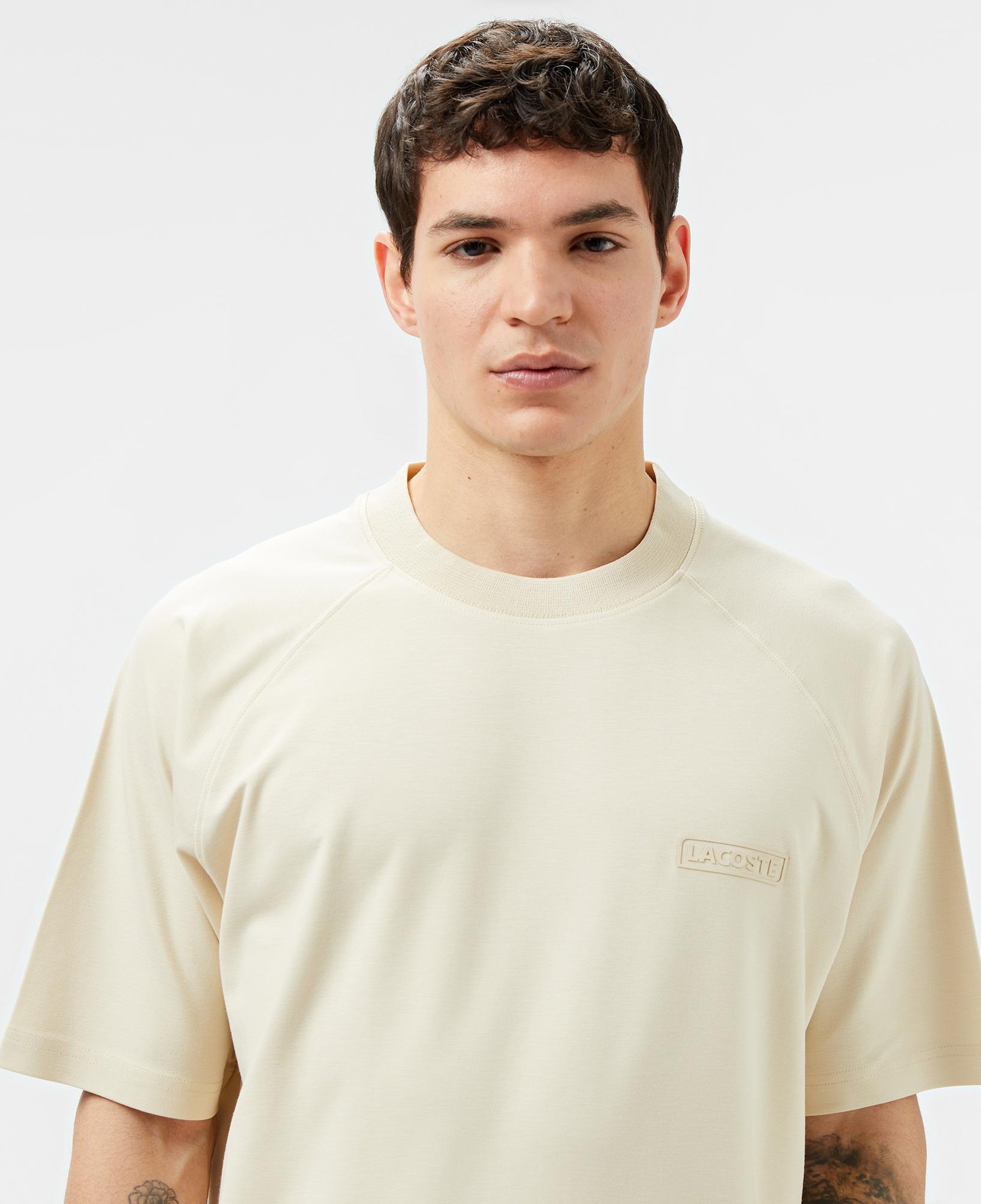 Lacoste Erkek Oversize Fit Bisiklet Yaka Bej T-Shirt
