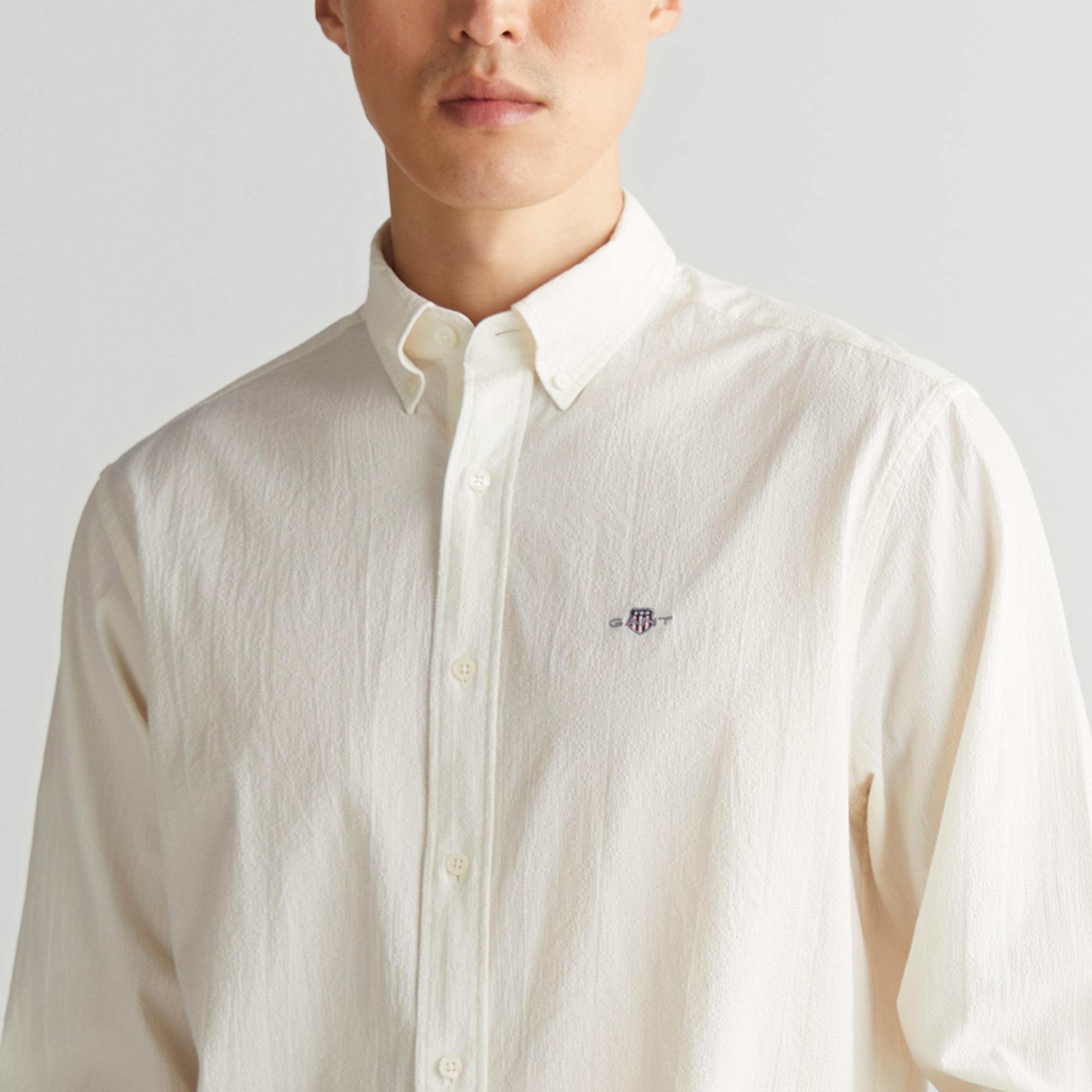 GANT Erkek Krem Regular Fit Düğmeli Yaka Gömlek