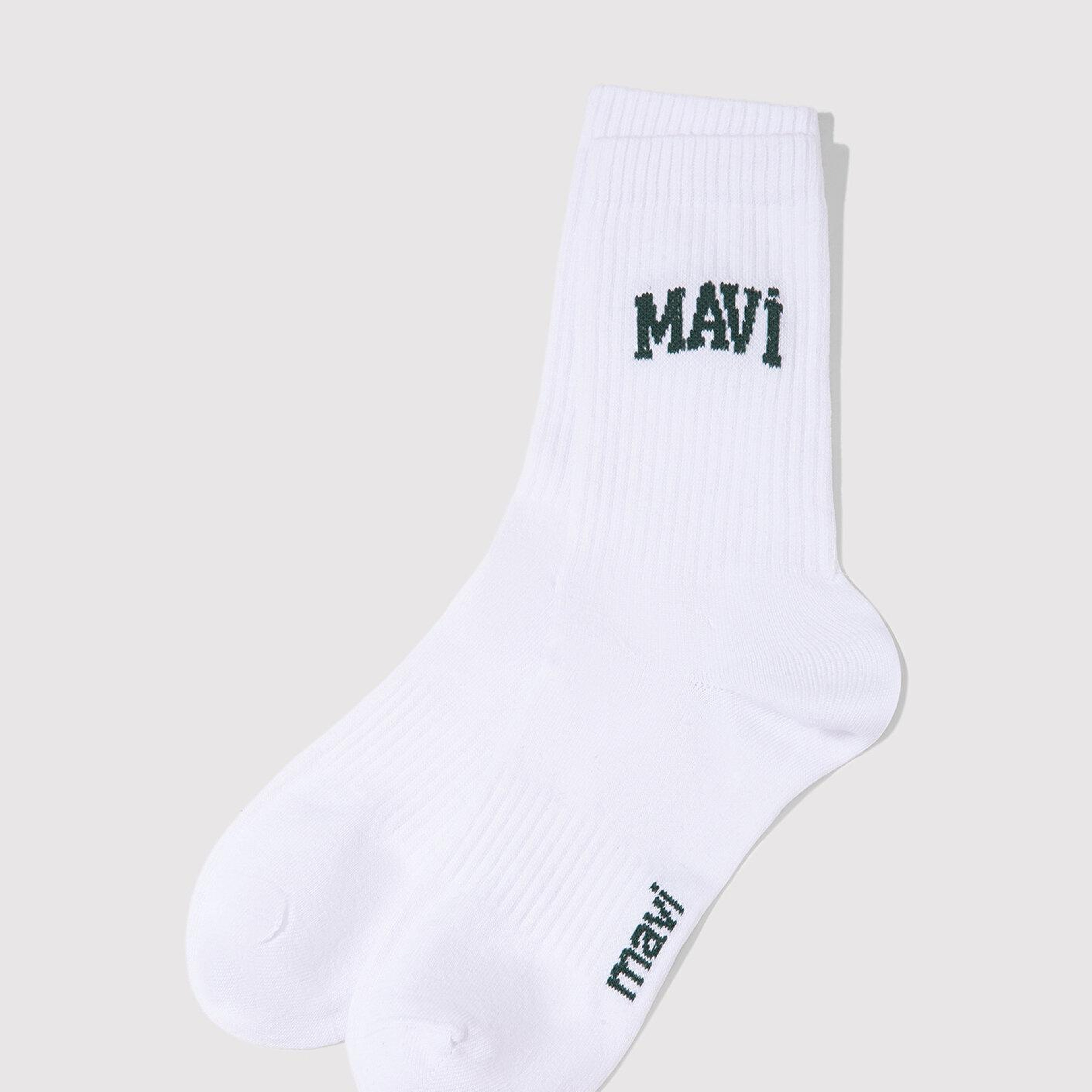 Mavi Mavi Logo Baskılı Beyaz Soket Çorap 0911160-620