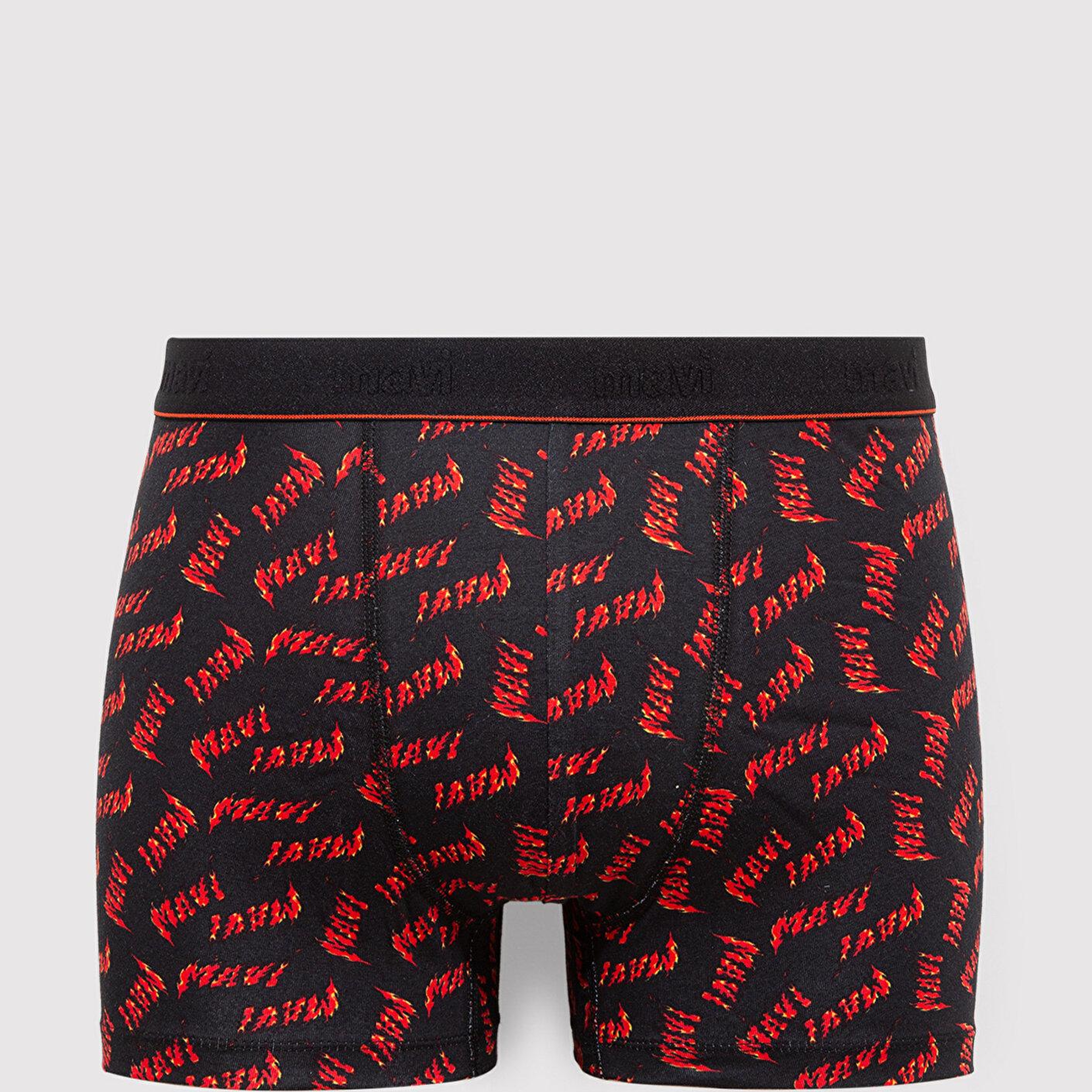 Mavi Baskılı Siyah Boxer 0911306-900