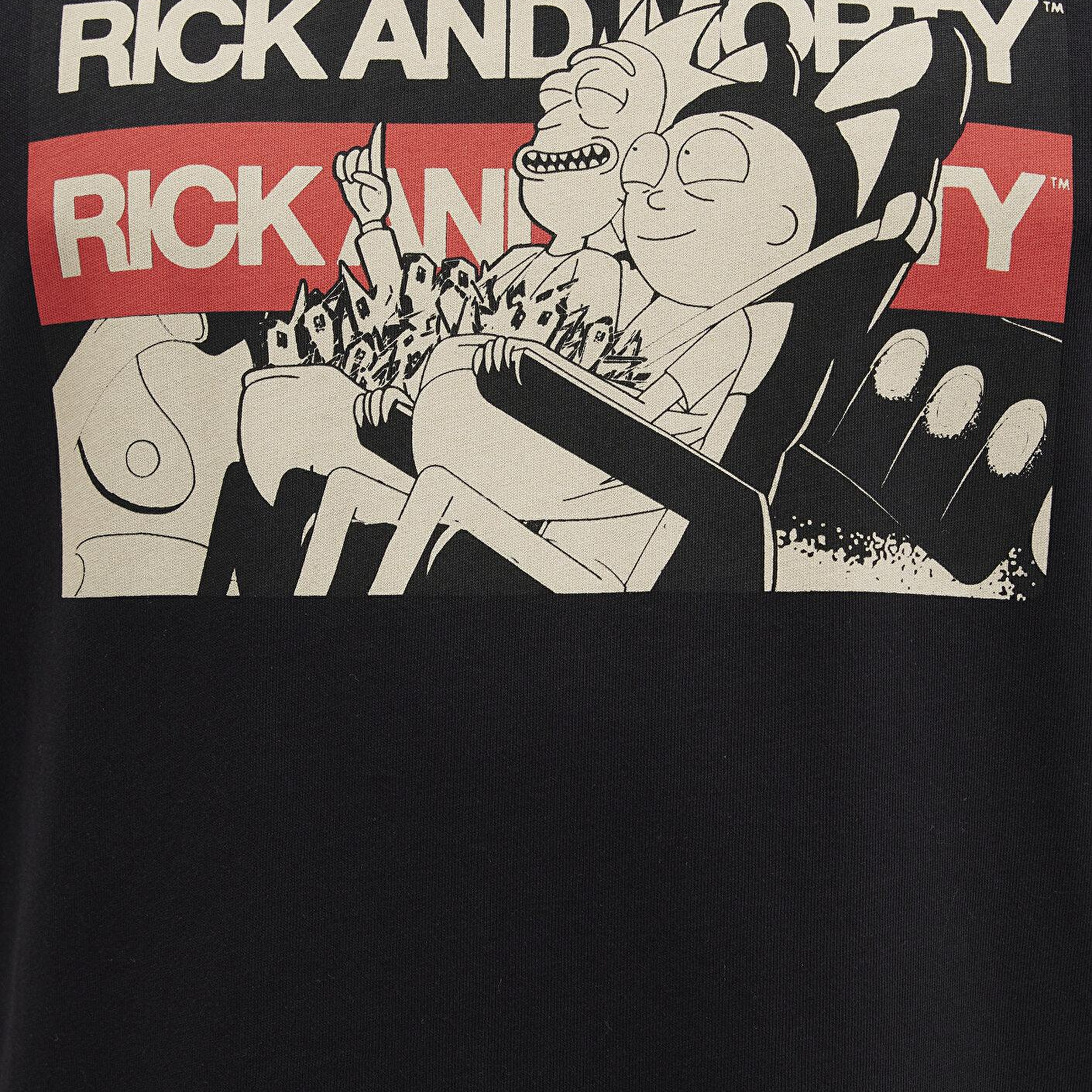 Mavi Rick And Morty Baskılı Siyah Tişört Loose Fit / Bol Rahat Kesim 0612922-900