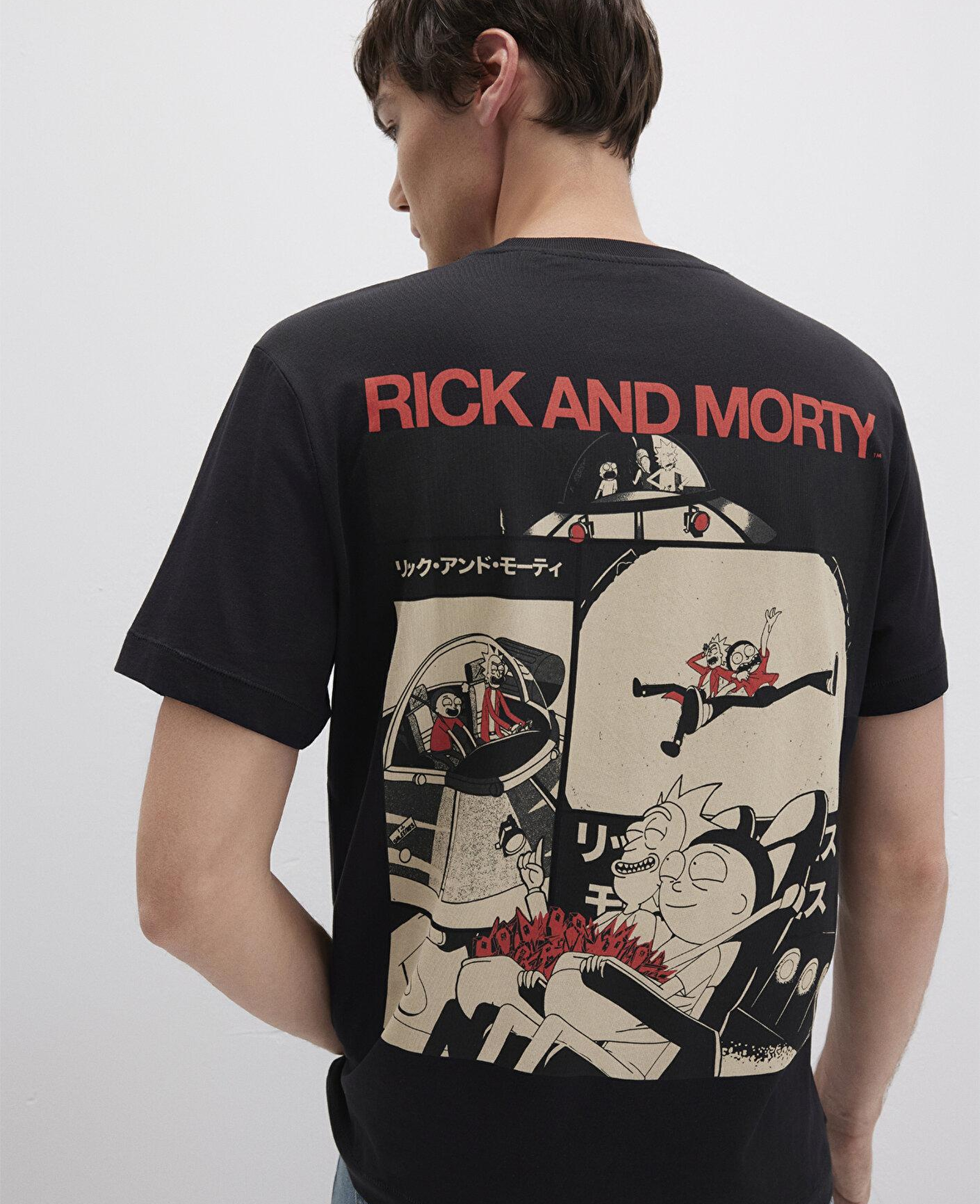 Mavi Rick And Morty Baskılı Siyah Tişört Loose Fit / Bol Rahat Kesim 0612922-900