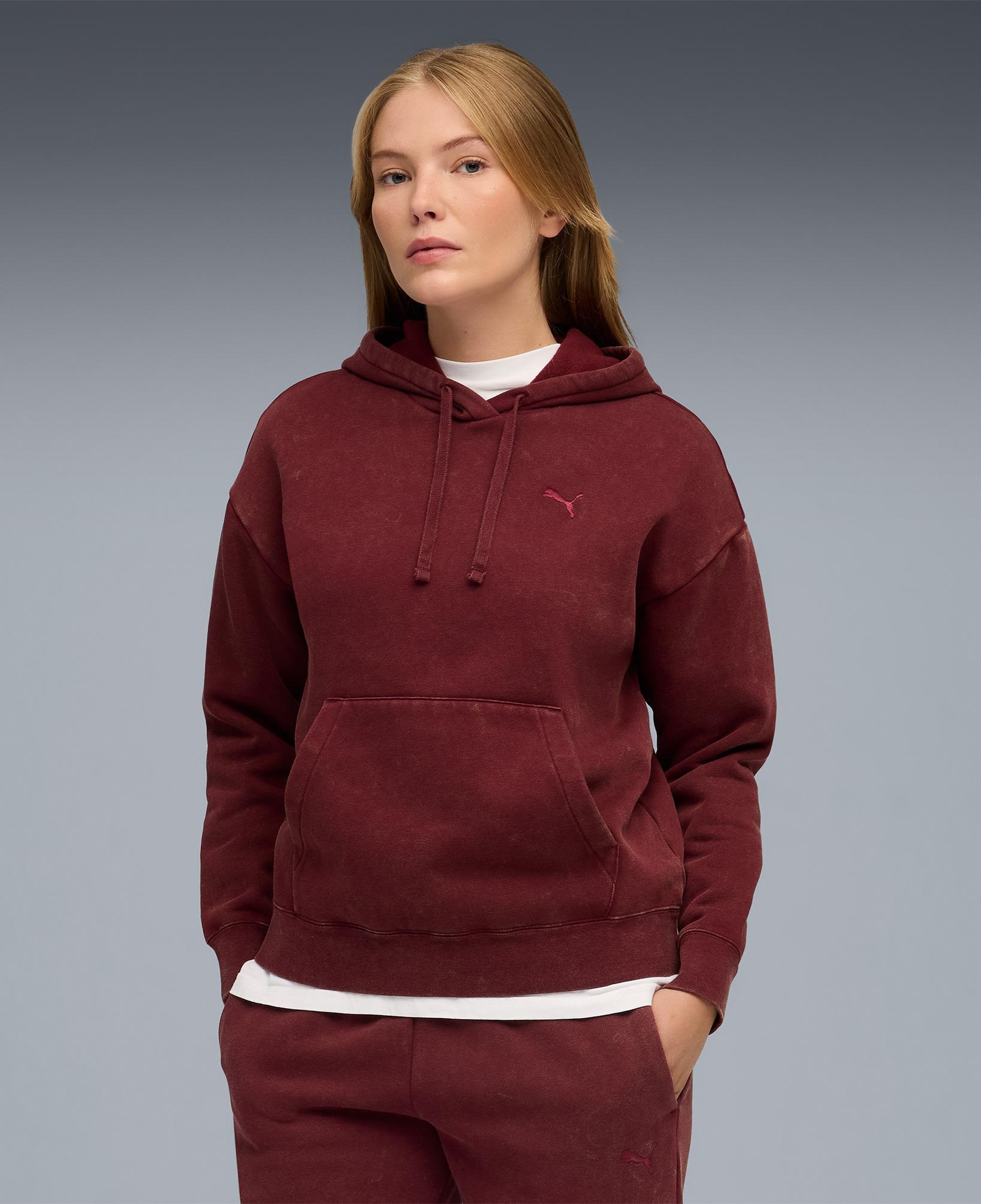 Puma Ess Elevated Wash  Kadın Kırmızı Sweatshirt