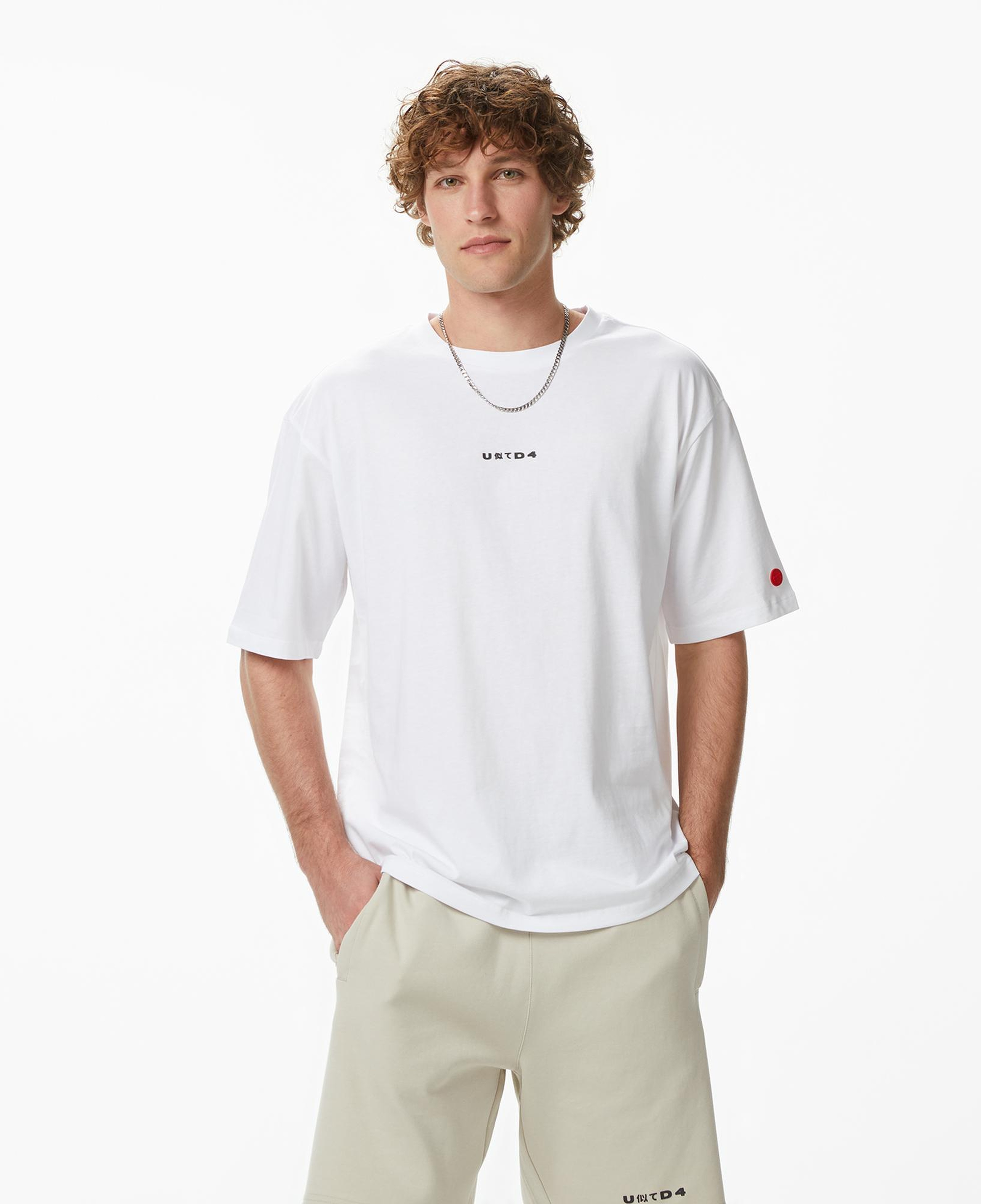 UNITED4 Regular Fit Erkek Beyaz T-Shirt