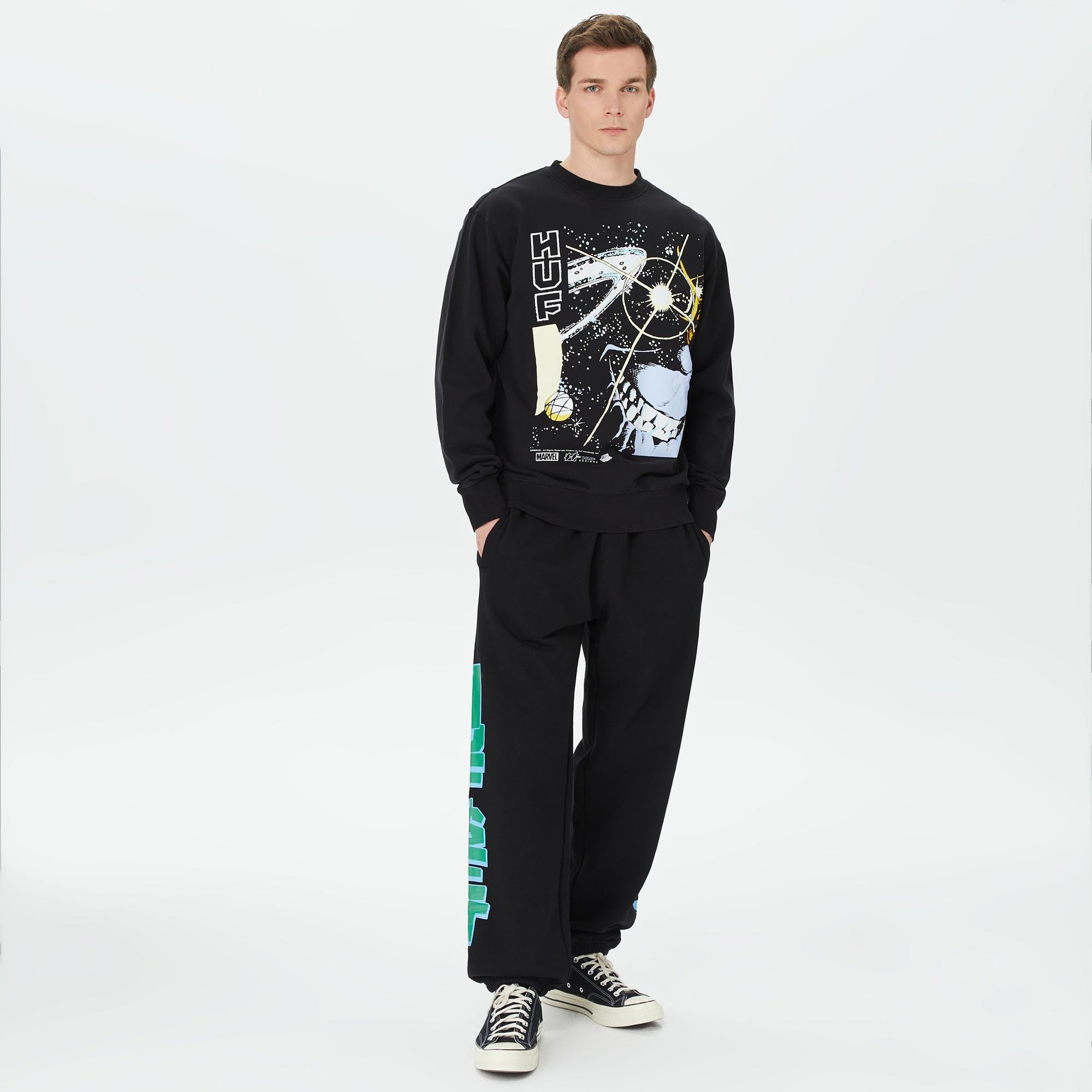 HUF Thanos Eye Washed  Erkek Siyah Sweatshirt