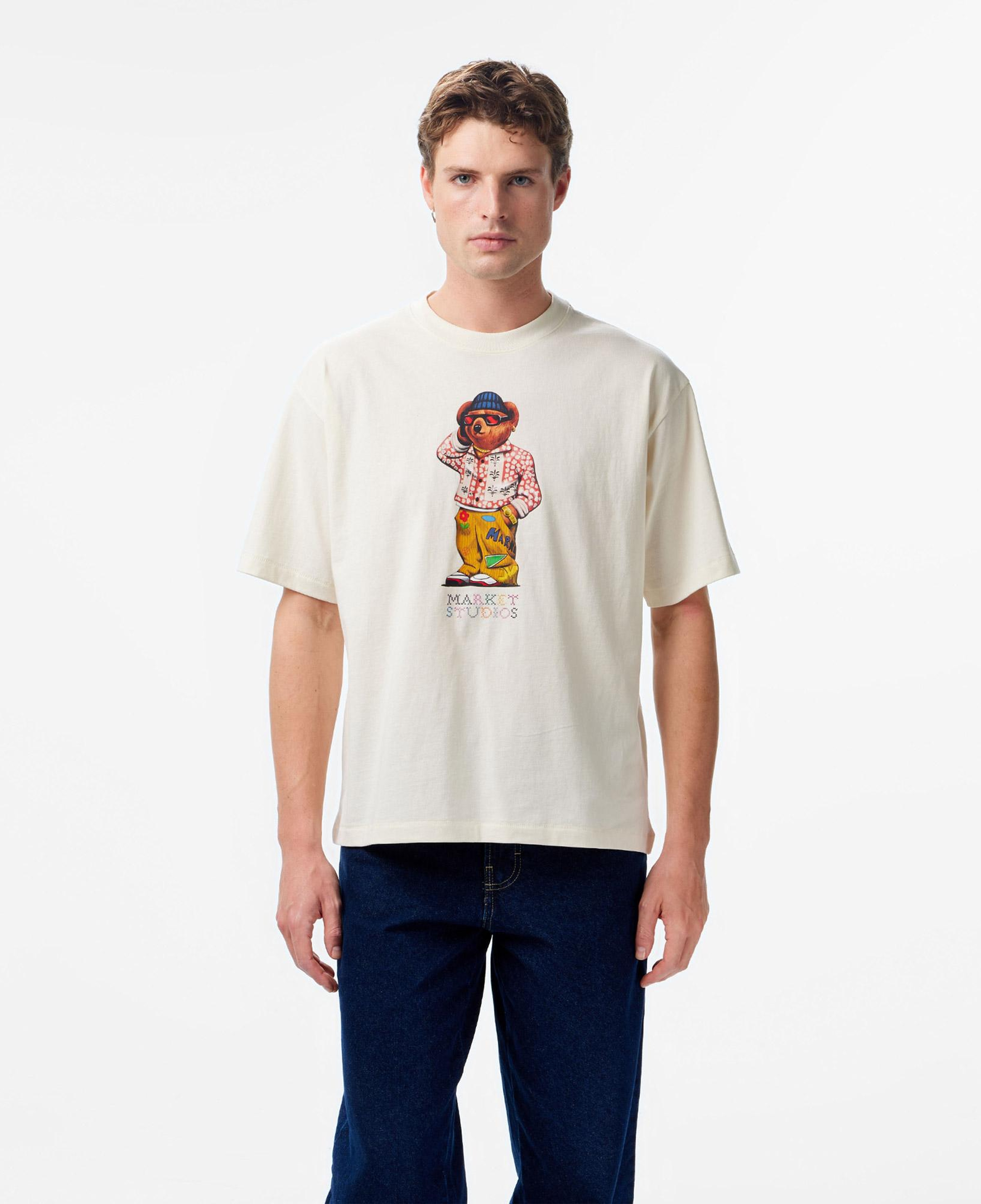 Market Folk Fitted Bear Erkek Beyaz T-Shirt