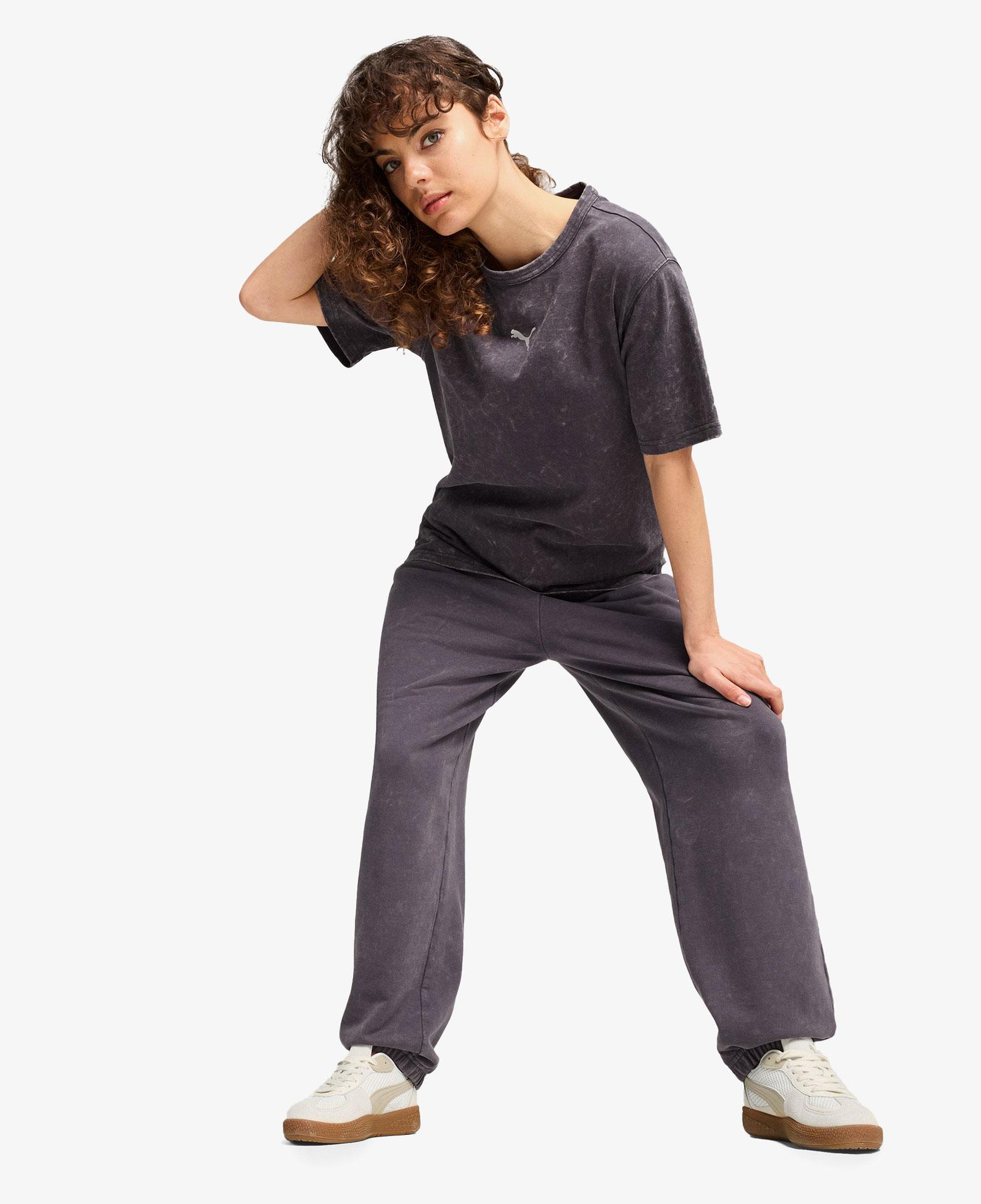 Puma Dare To Relaxed Washed Kadın Gri T-Shirt