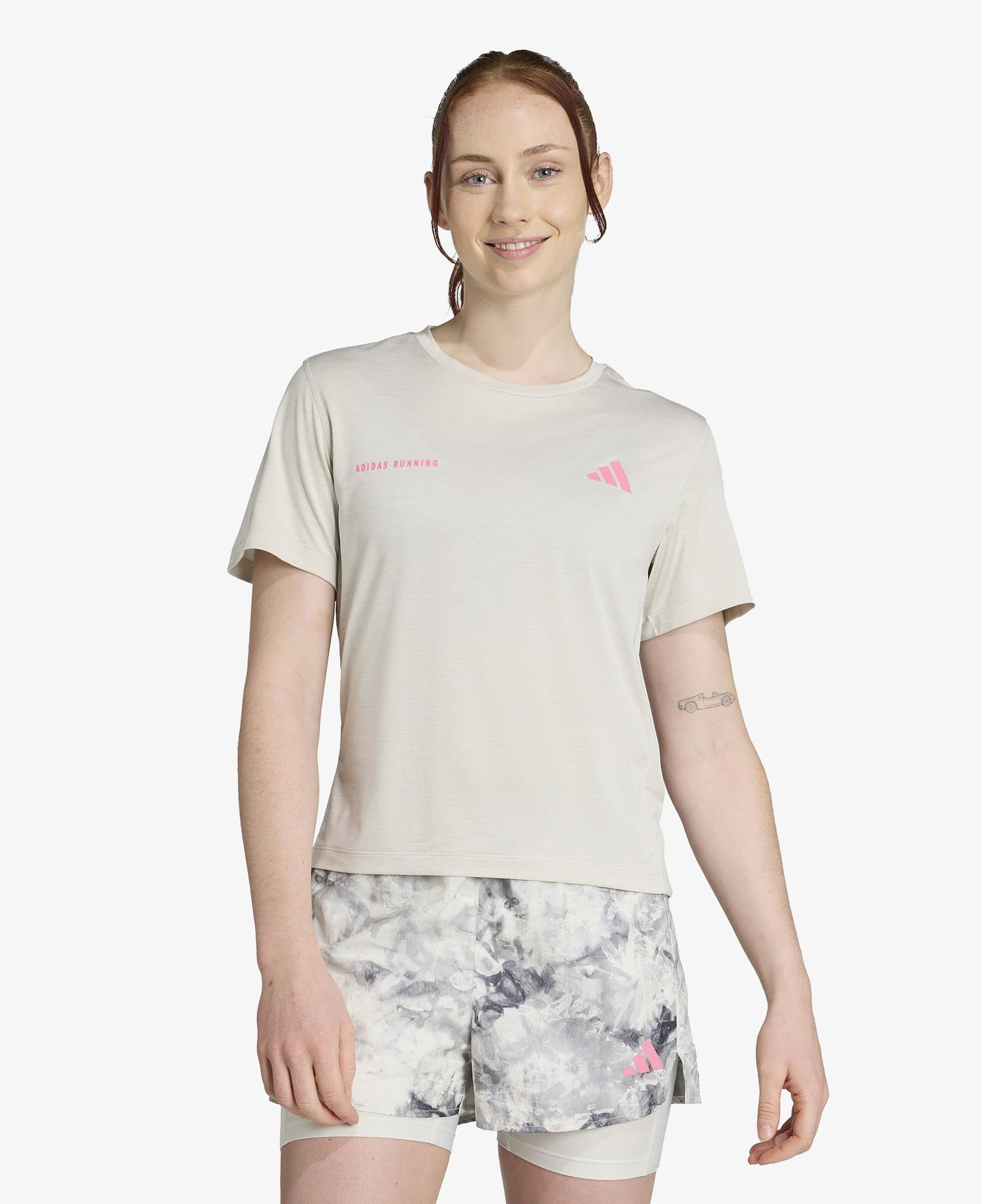 adidas Own The Run Melange Kadın Bej Koşu T-Shirt