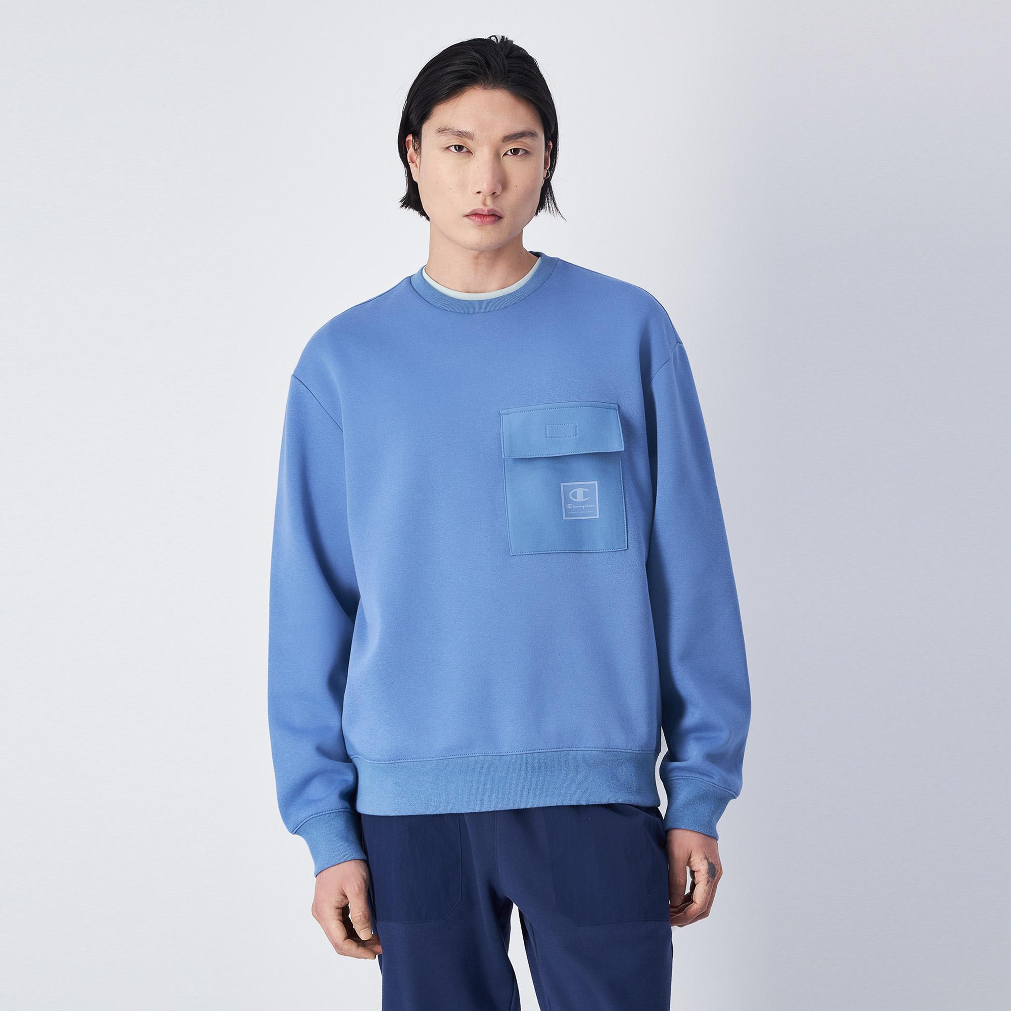 Champion Crewneck Erkek Mavi Sweatshirt