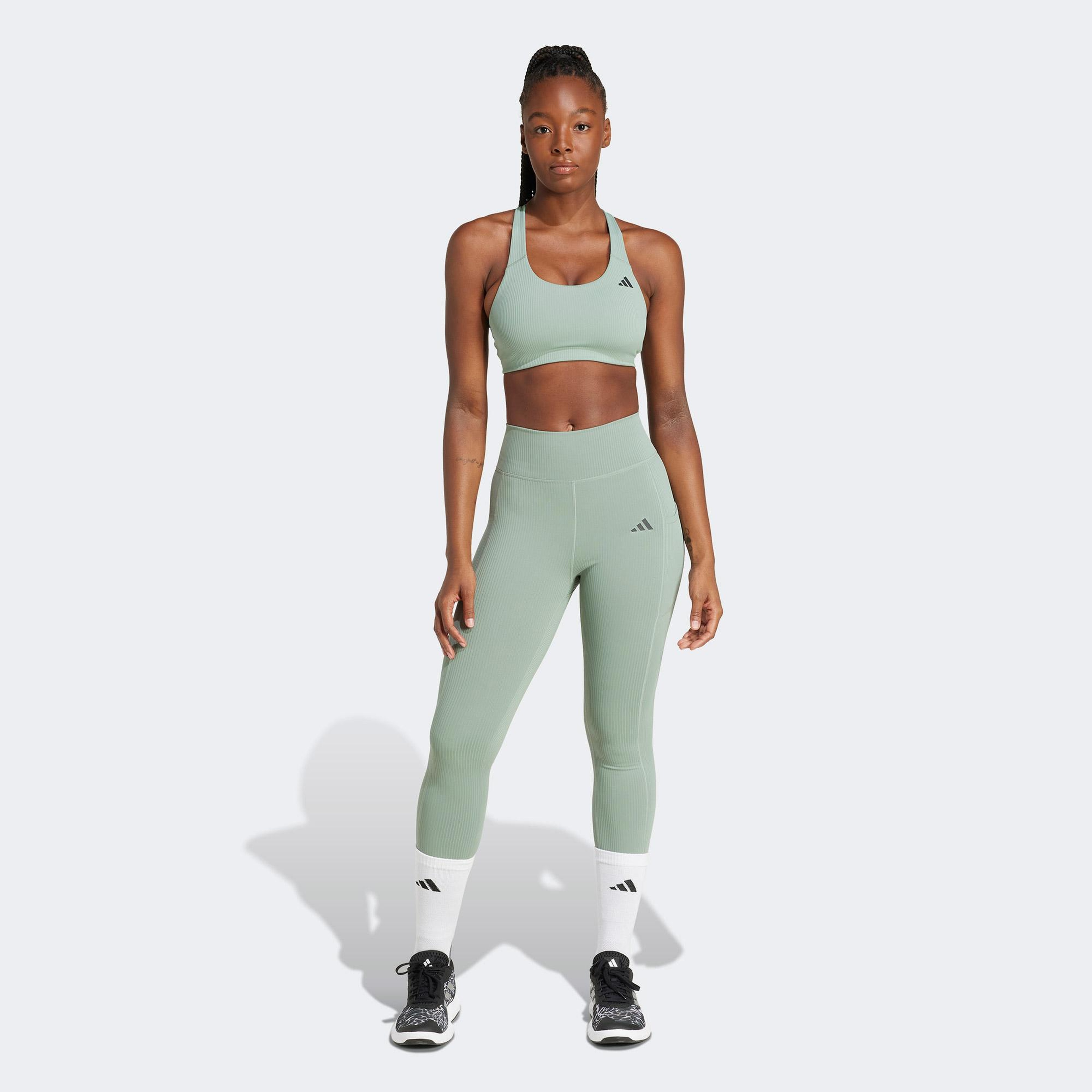 adidas Optime Rib 7/8 Kadın Yeşil Tayt