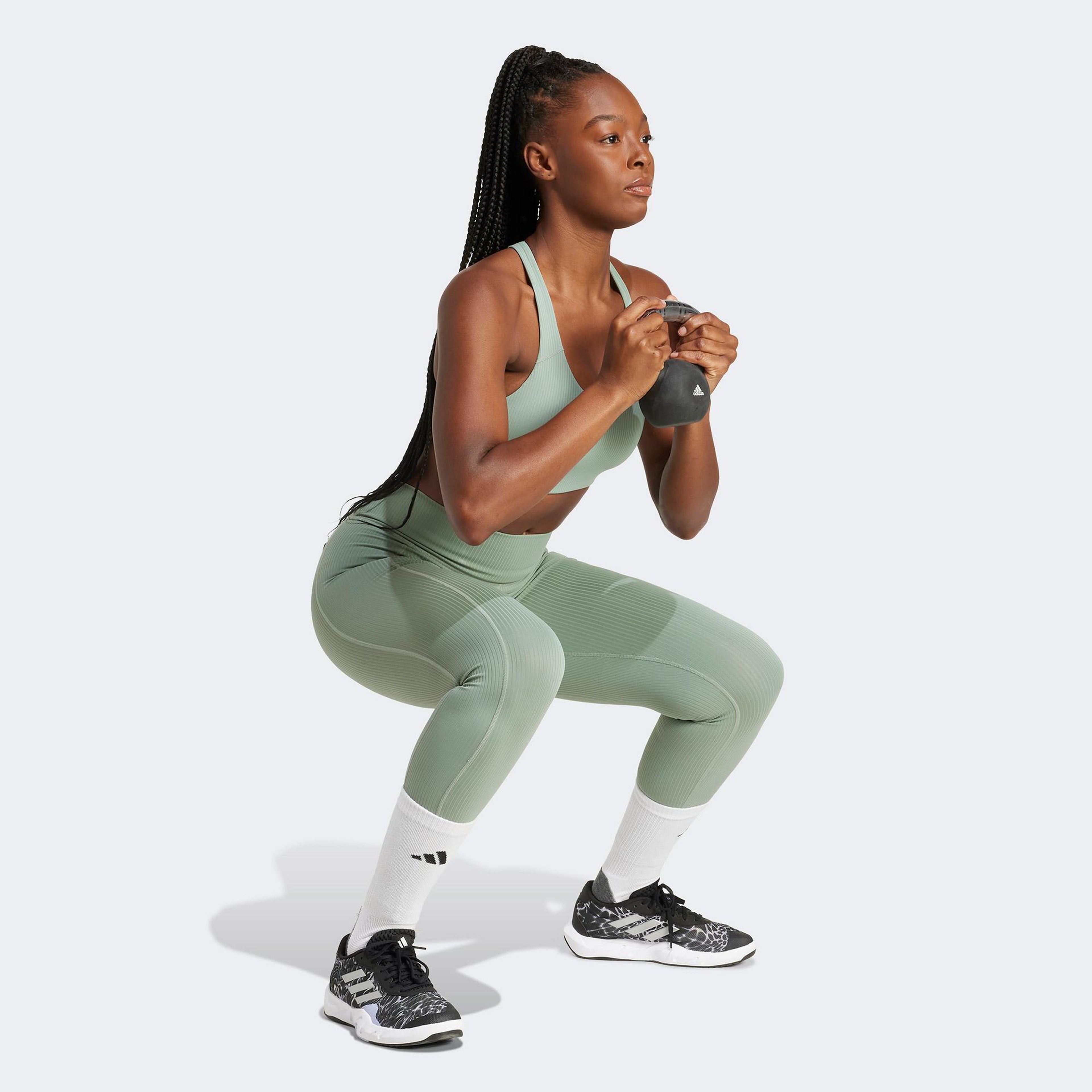 adidas Optime Rib 7/8 Kadın Yeşil Tayt