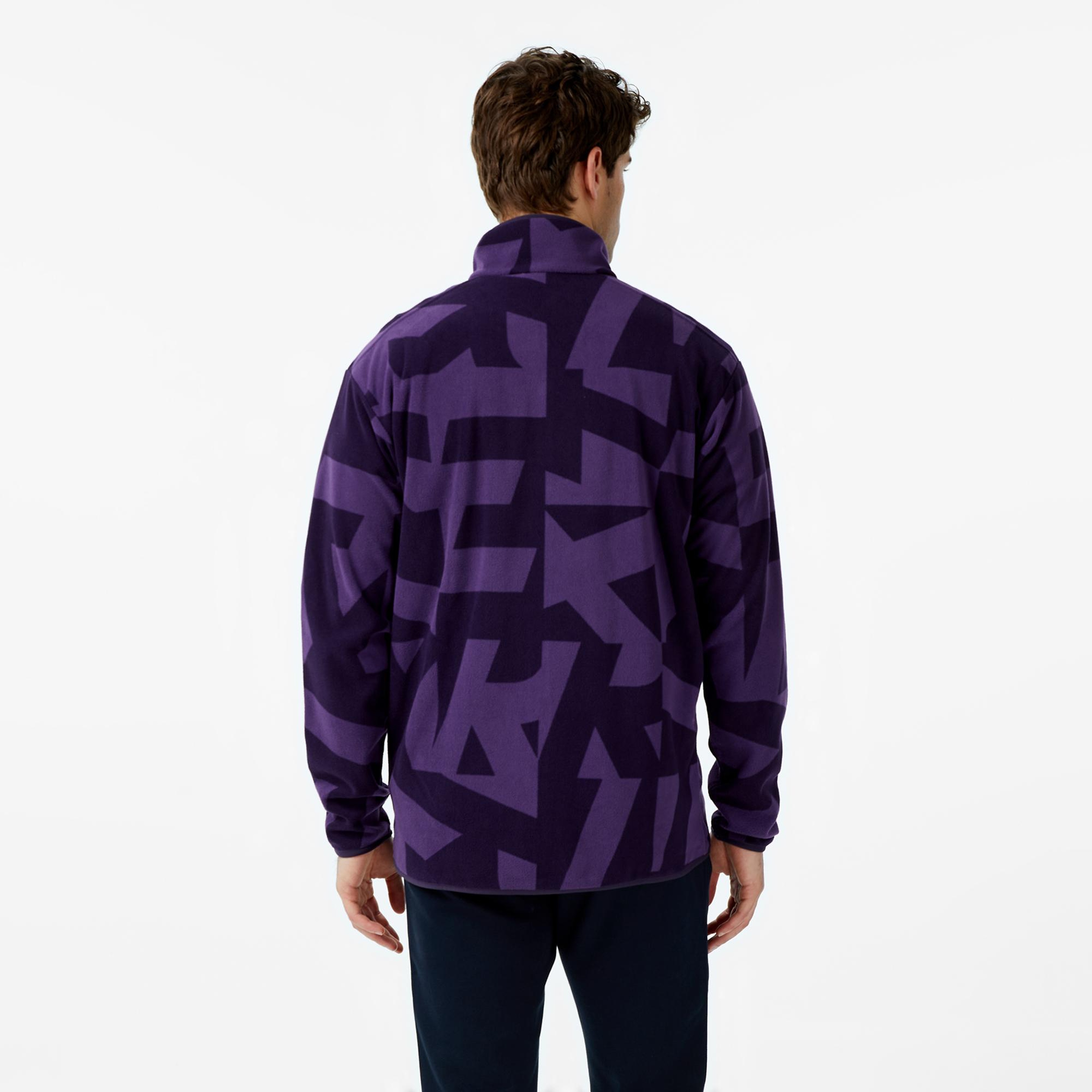 adidas Terrex Multi Printed Full Zip Fleece Erkek Mor Yürüyüş Polar