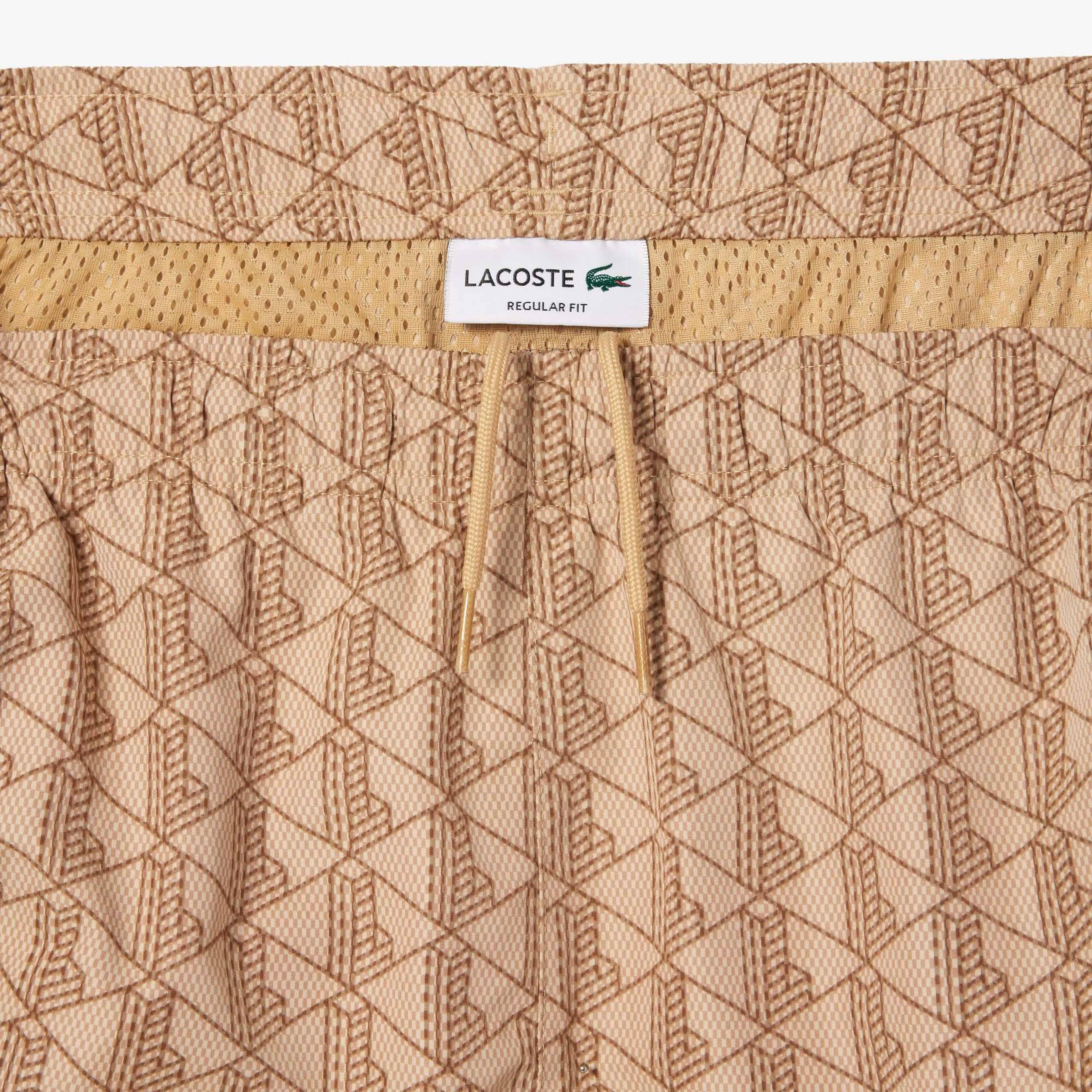 Erkek Regular Fit Monogram Bej Eşofman Altı
