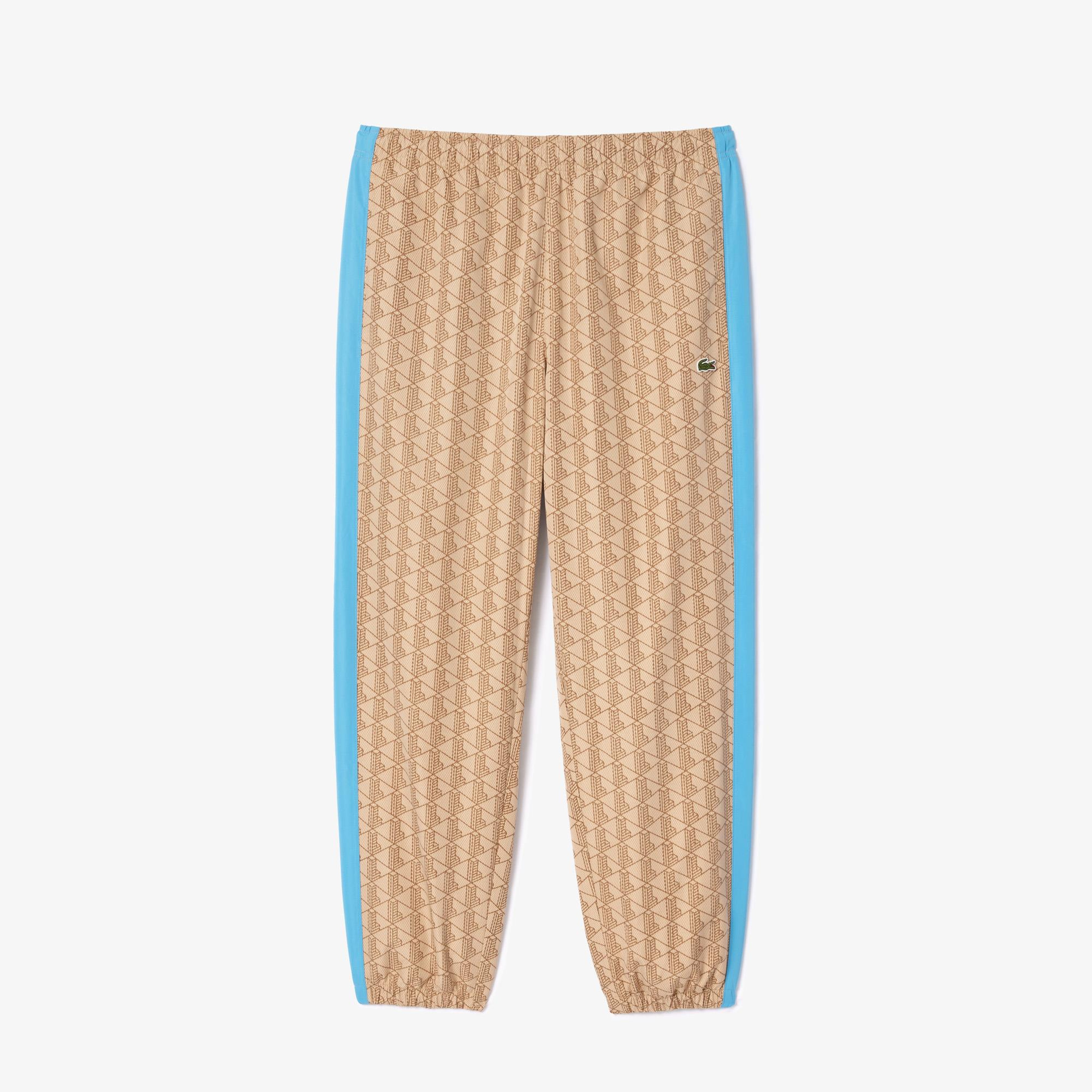 Erkek Regular Fit Monogram Bej Eşofman Altı