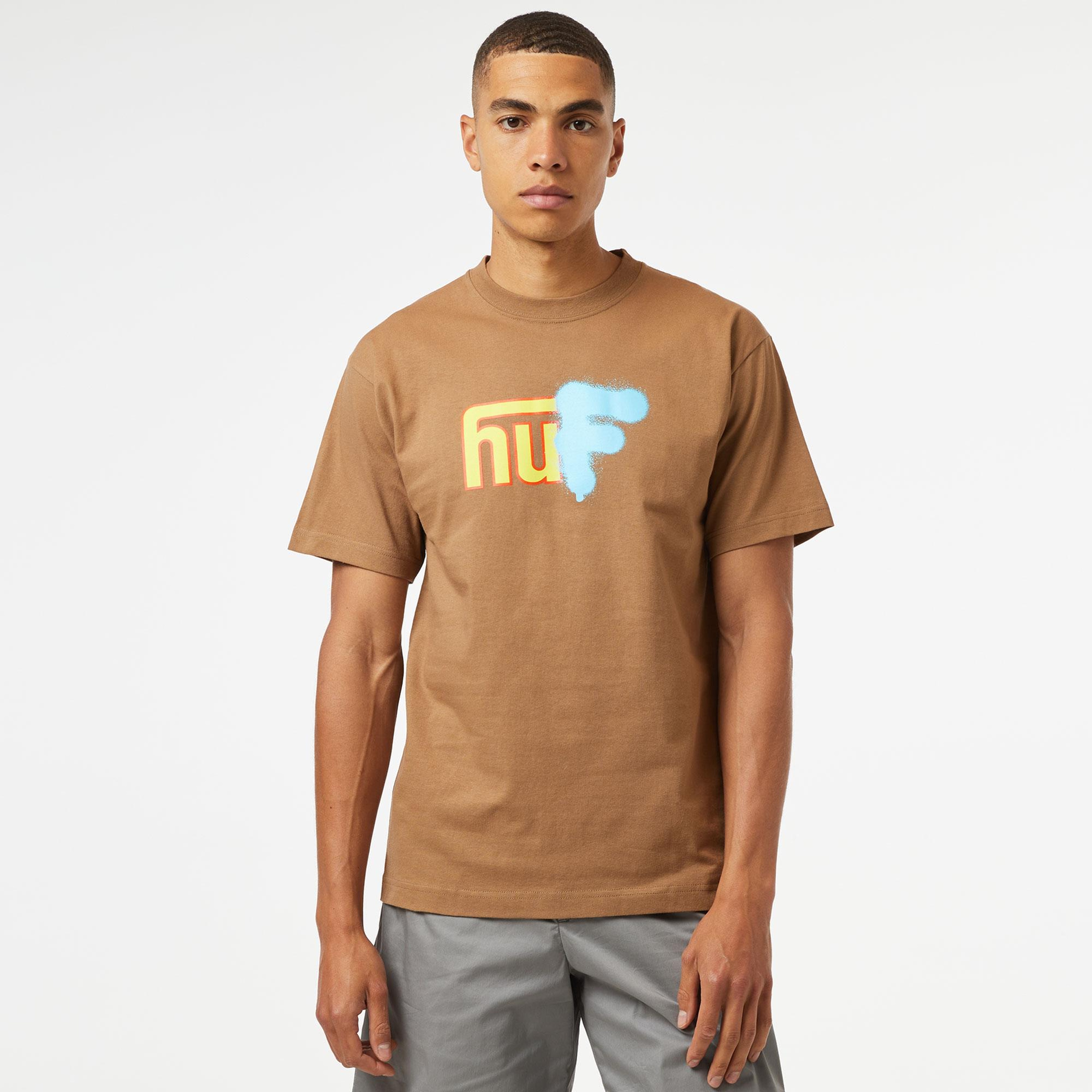 HUF Upside Downtown S/S Erkek Krem T-Shirt
