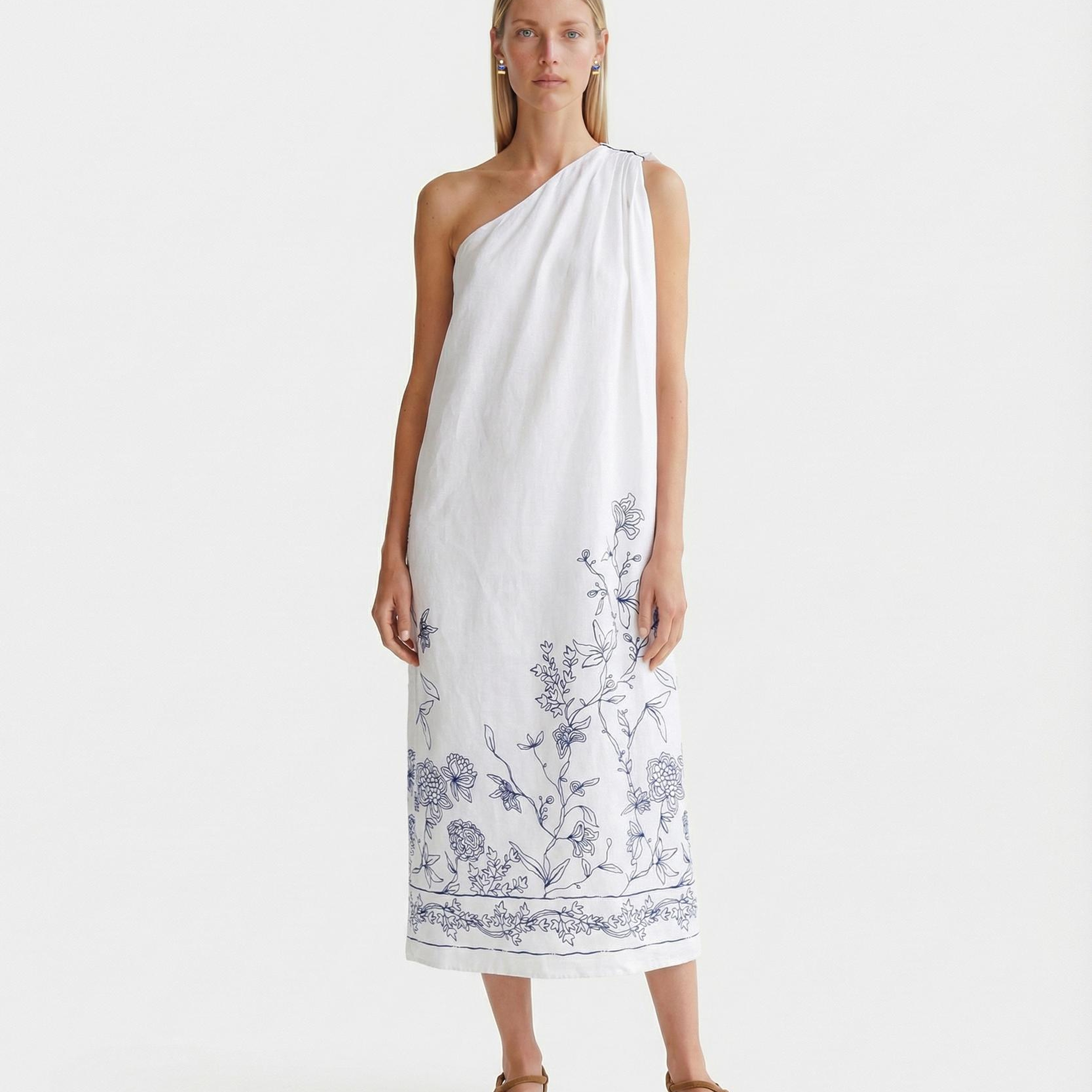 YARGICI Bol Tek Omuz Yaka Kolsuz Elbise